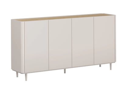 Komoda Elivo 200 cm štvordverová na nožičkách - kašmír / olejovaný dub