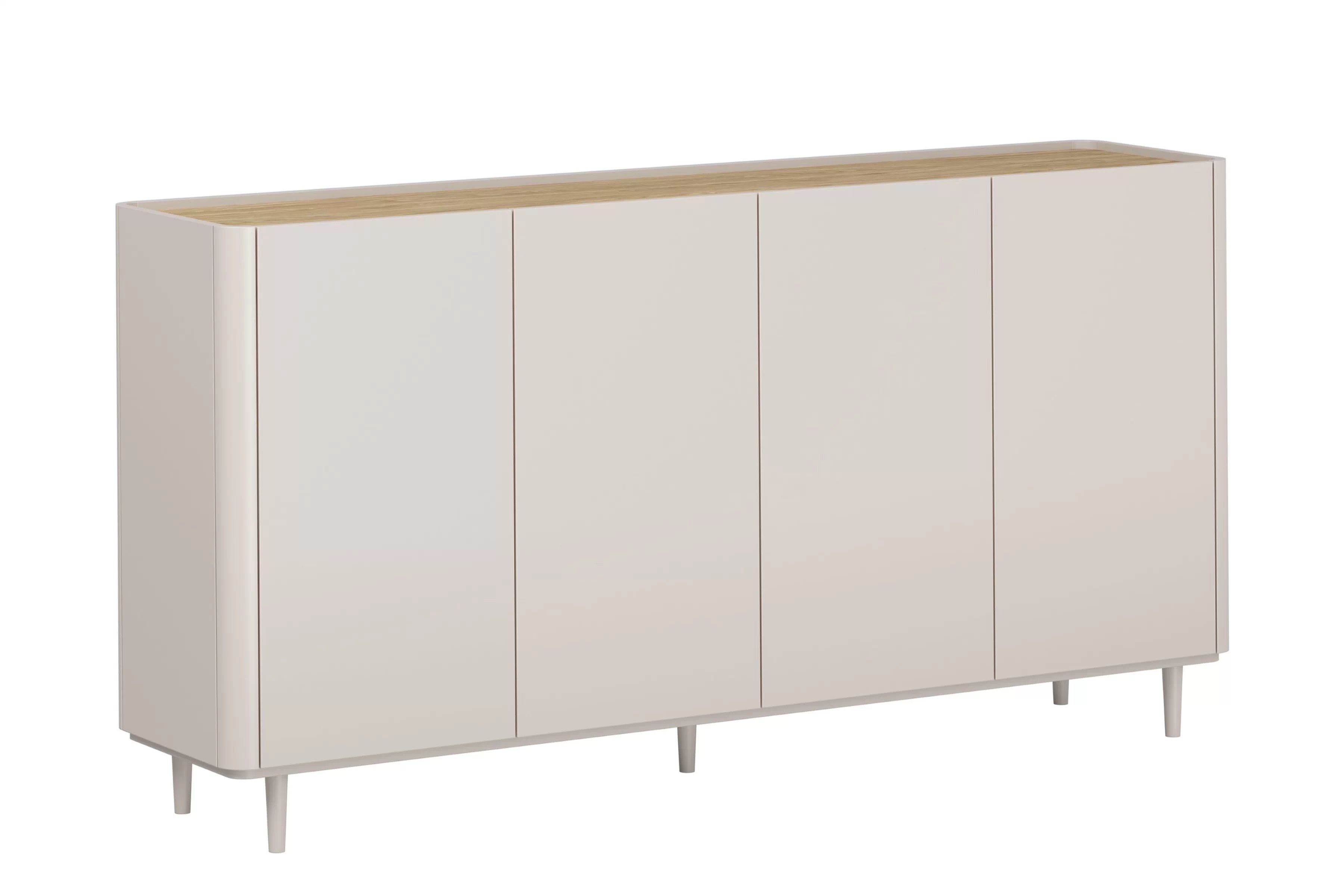 Komoda Elivo 200 cm štvordverová na nožičkách - kašmír / olejovaný dub Komoda Elivo 200 cm štvordverová na nôžkach - kašmír / Dub olejowany