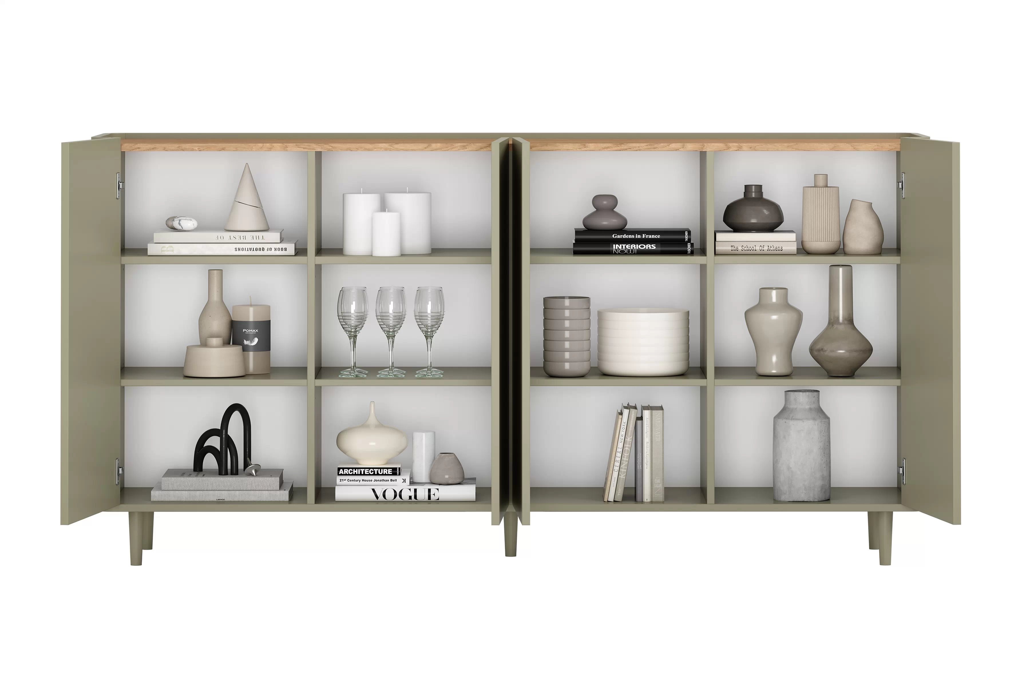 Komoda Elivo 200 cm na nožičkách - eukalyptus / dub baltic dune Komoda Elivo 200 cm na nôžkach - eukaliptus / Dub baltic dune