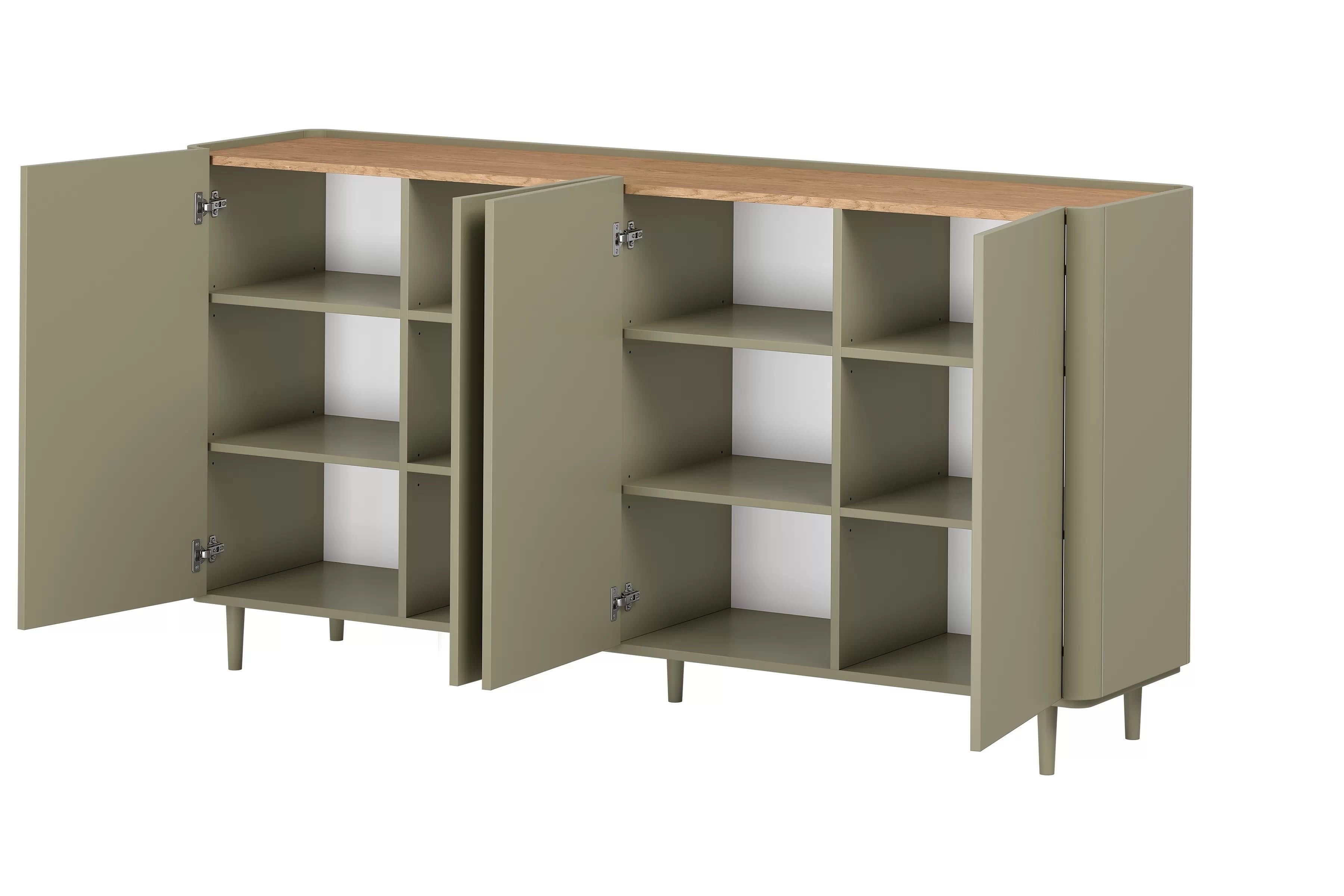 Komoda Elivo 200 cm na nožičkách - eukalyptus / dub baltic dune Komoda Elivo 200 cm na nôžkach - eukaliptus / Dub baltic dune