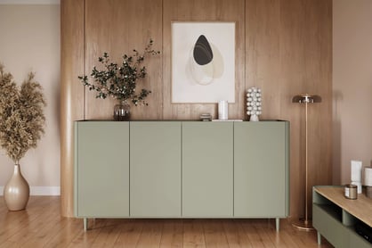 Komoda Elivo 200 cm na nožičkách - eukalyptus / dub baltic dune Komoda Elivo 200 cm na nôžkach - eukaliptus / Dub baltic dune