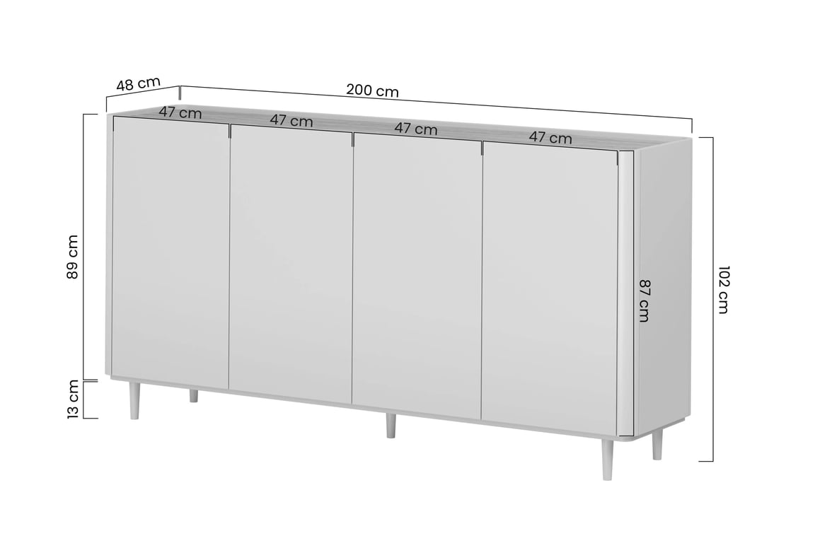 Komoda Elivo 200 cm na nožičkách - kašmír / olejovaný dub Komoda Elivo 200 cm na nôžkach - kašmír / Dub olejowany