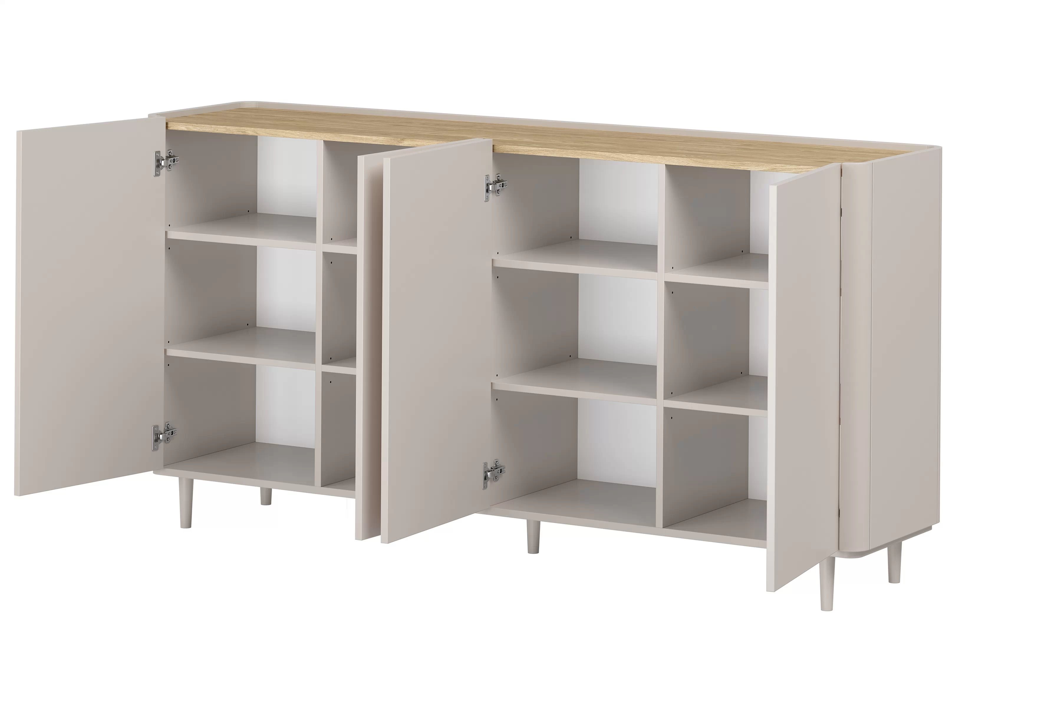 Komoda Elivo 200 cm na nožkách - kašmír / olejovaný dub Komoda Elivo 200 cm na nožkách - kašmír / dub olejowany