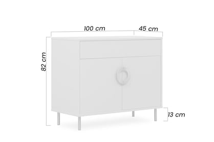 Komoda Gotimo 100 cm so zásuvkou - kašmírová / zlaté nohy Komoda Gotimo 100 cm z szuflada  - kašmír / zlote nožičky