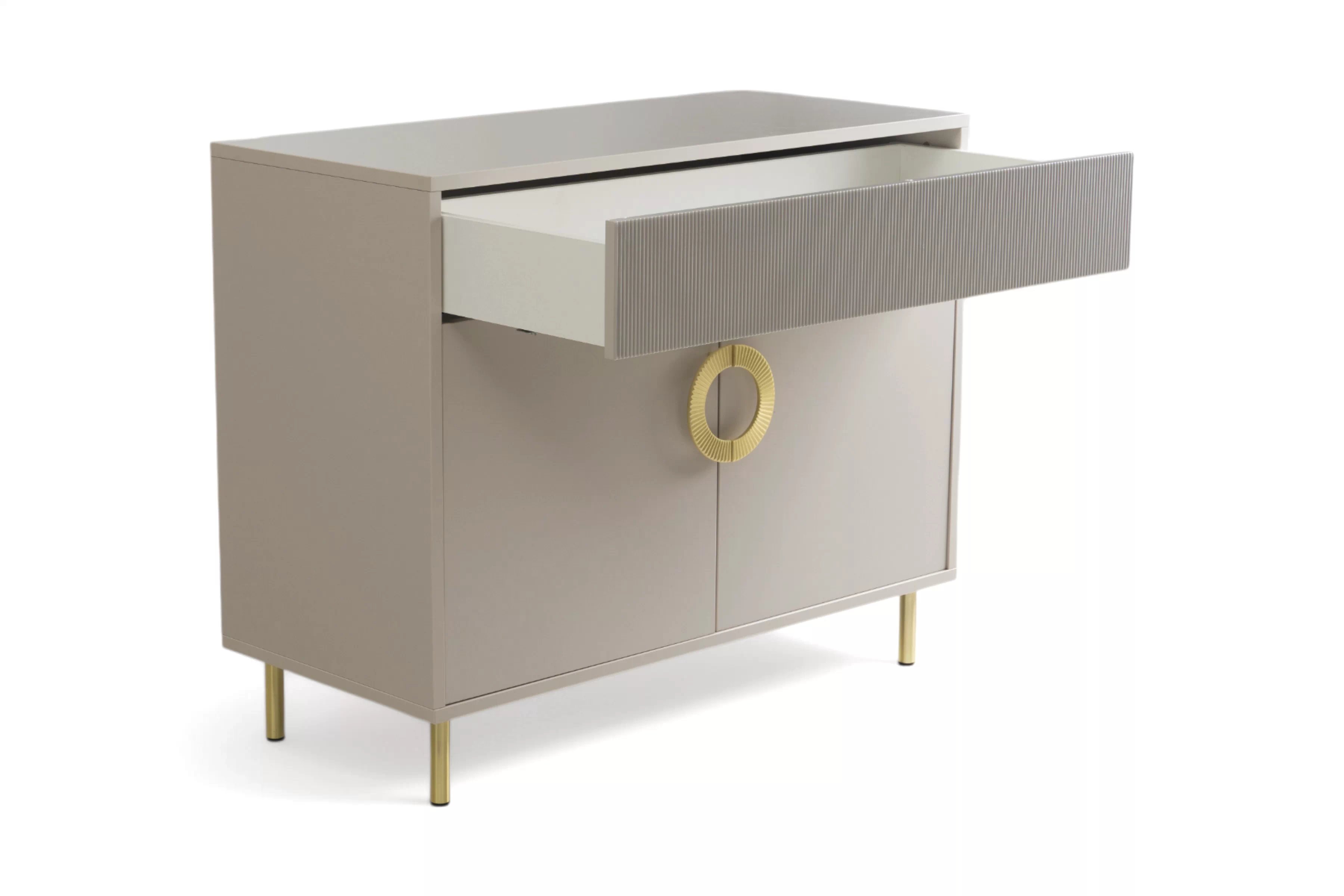 Komoda Nubo 100 cm so zásuvkou - kašmírová / zlatá Komoda Gotimo 100 cm z szuflada  - kašmír / zlote nožičky