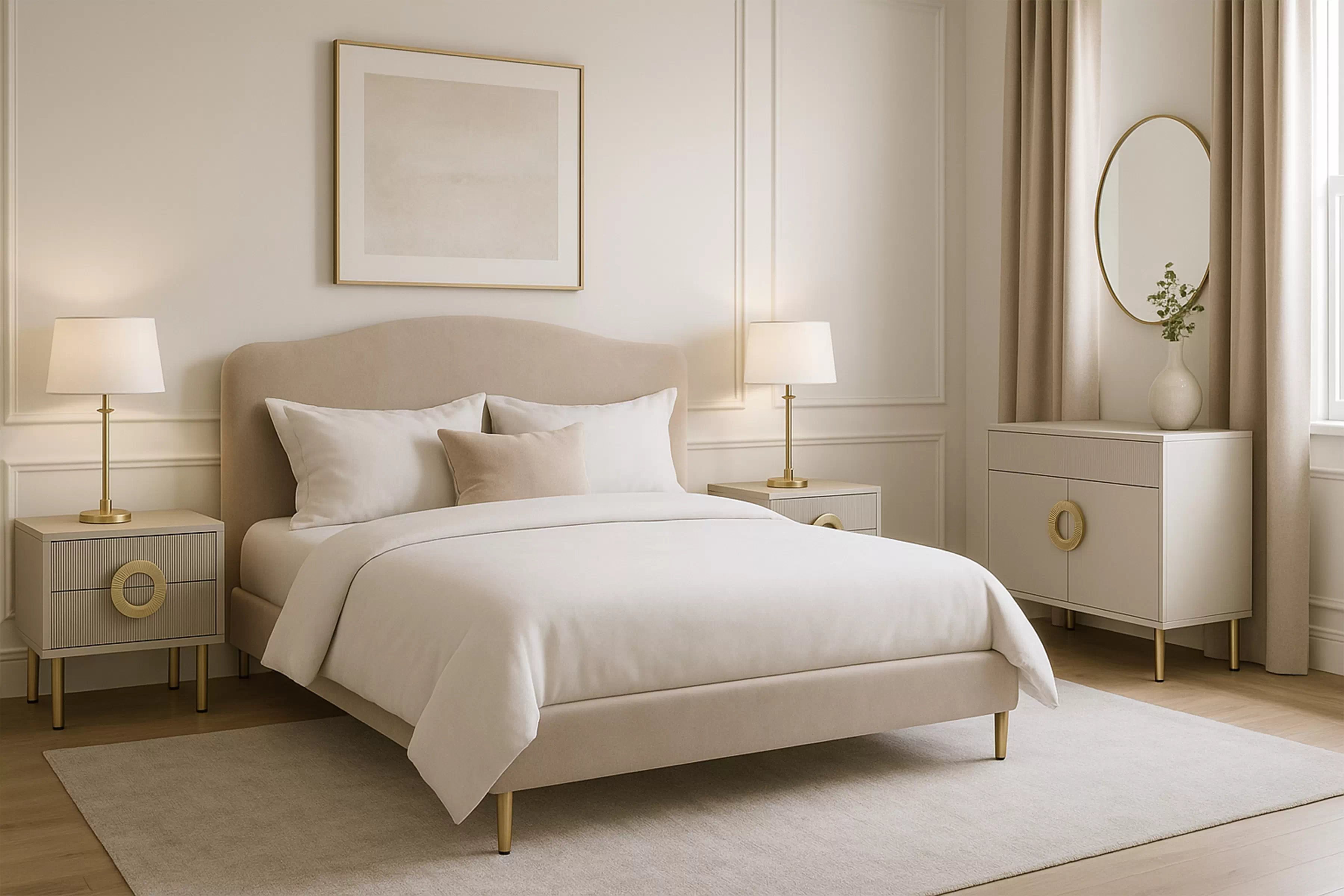 Komoda Nubo 100 cm so zásuvkou - kašmírová / zlatá Komoda Gotimo 100 cm z szuflada - kašmír / zlote nožičky