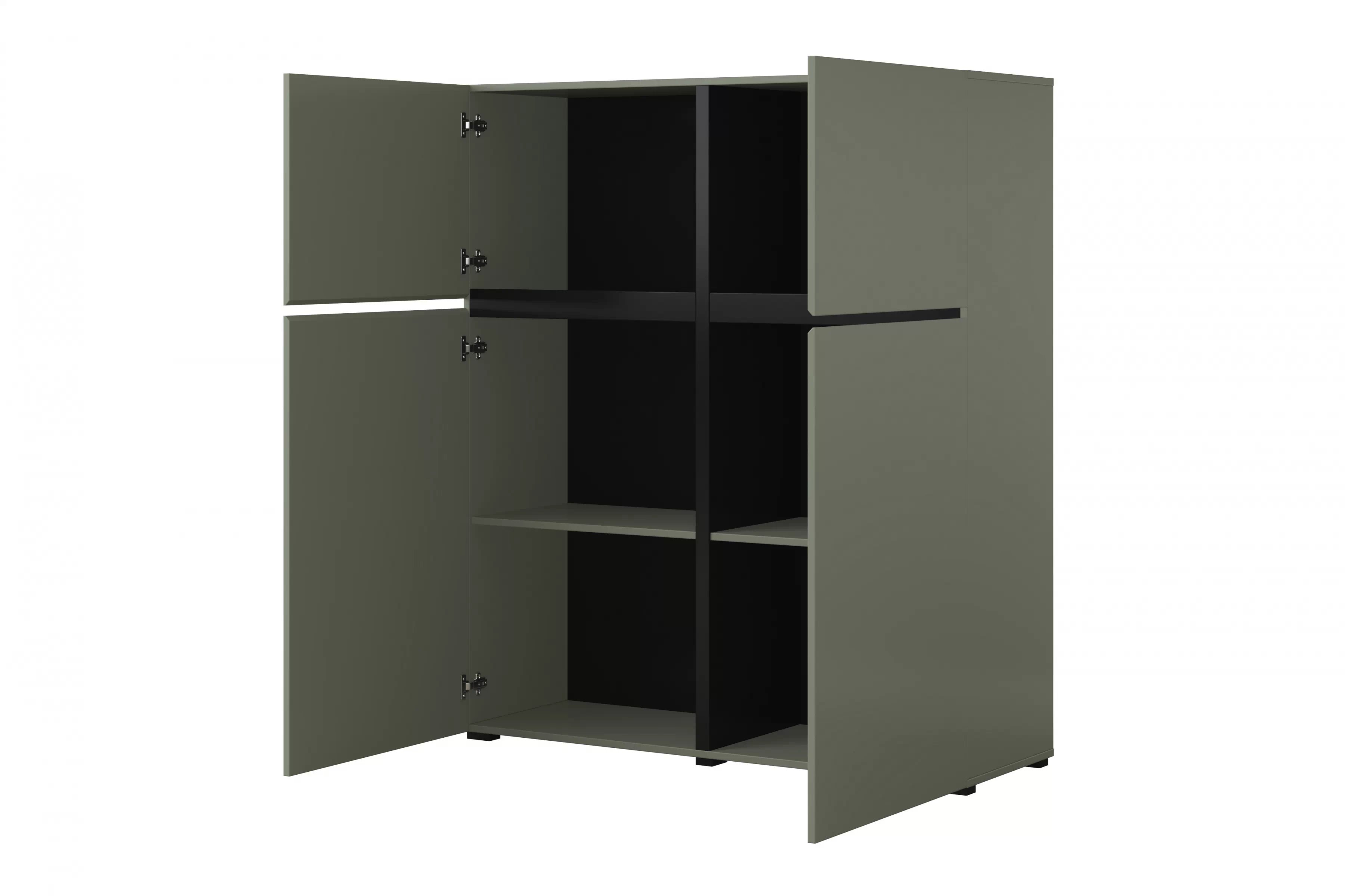 Vysoká komoda Cross 119 cm – zelená / čierna Komoda Gramon 119 cm - Zelený / Čierny