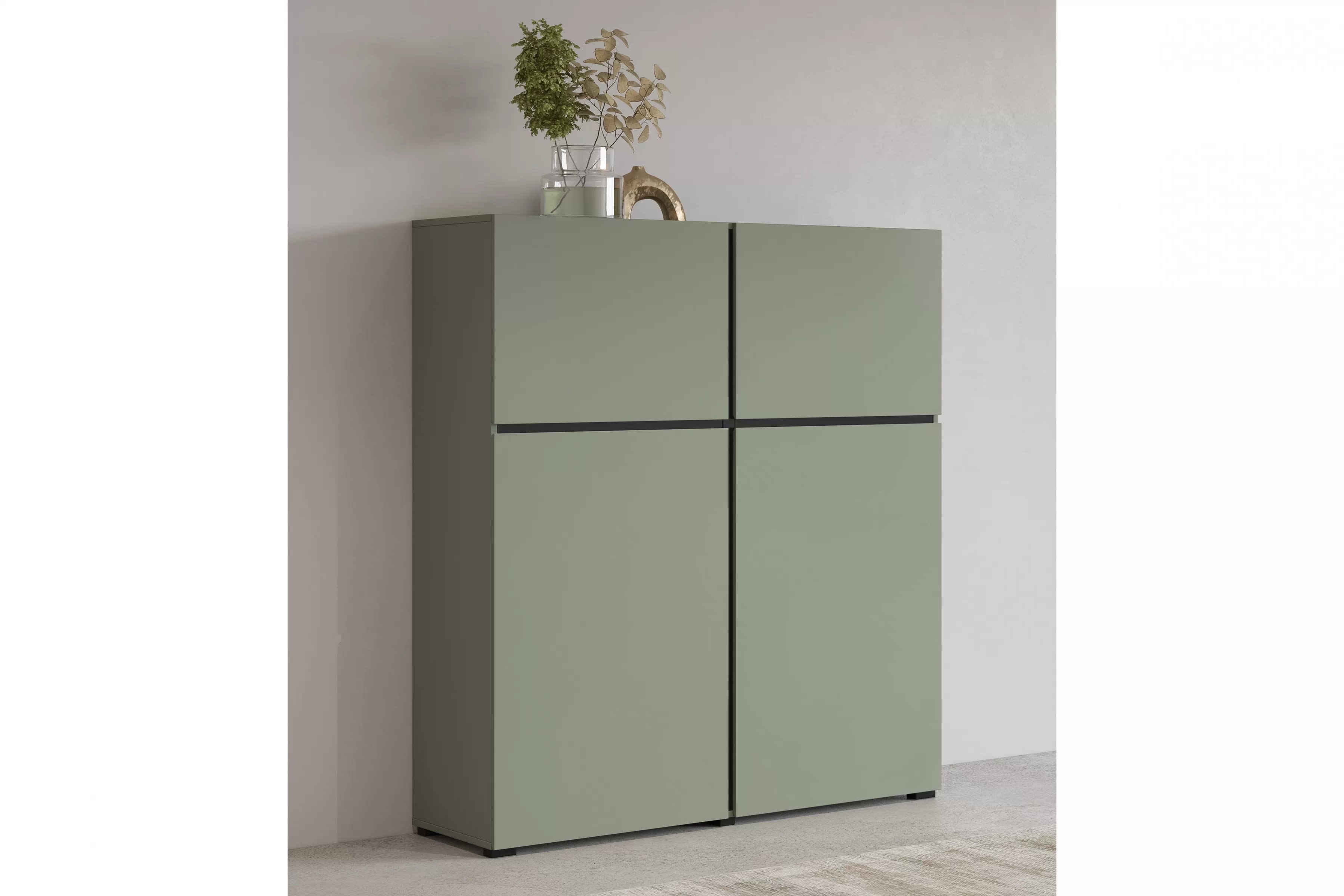 Vysoká komoda Cross 119 cm – zelená / čierna Komoda Gramon 119 cm - Zelený / Čierny