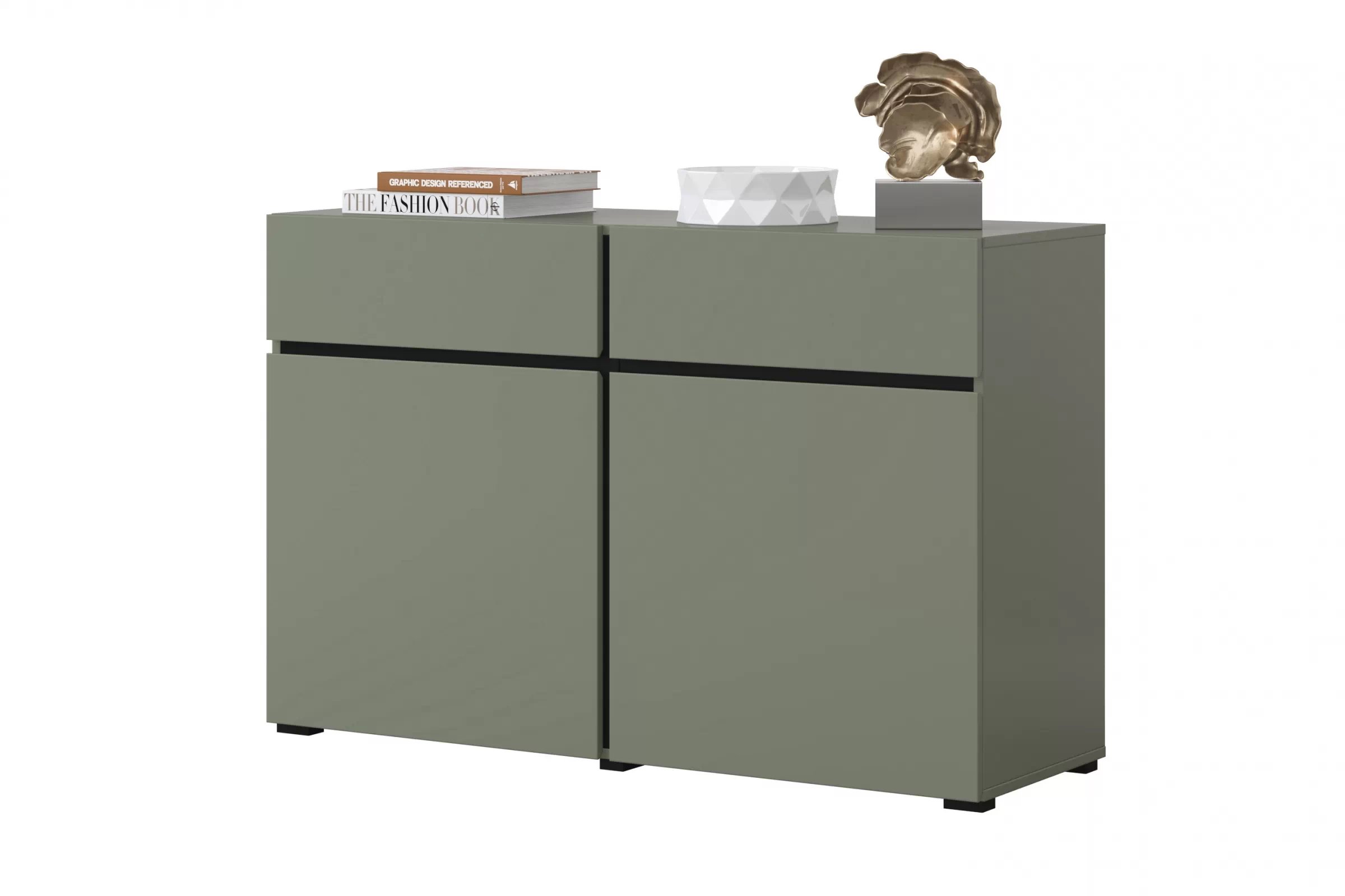 Komoda Cross 119 cm s 2 zásuvkami – zelená / čierna Komoda Gramon 119 cm so zásuvkami - Zelený / Čierny