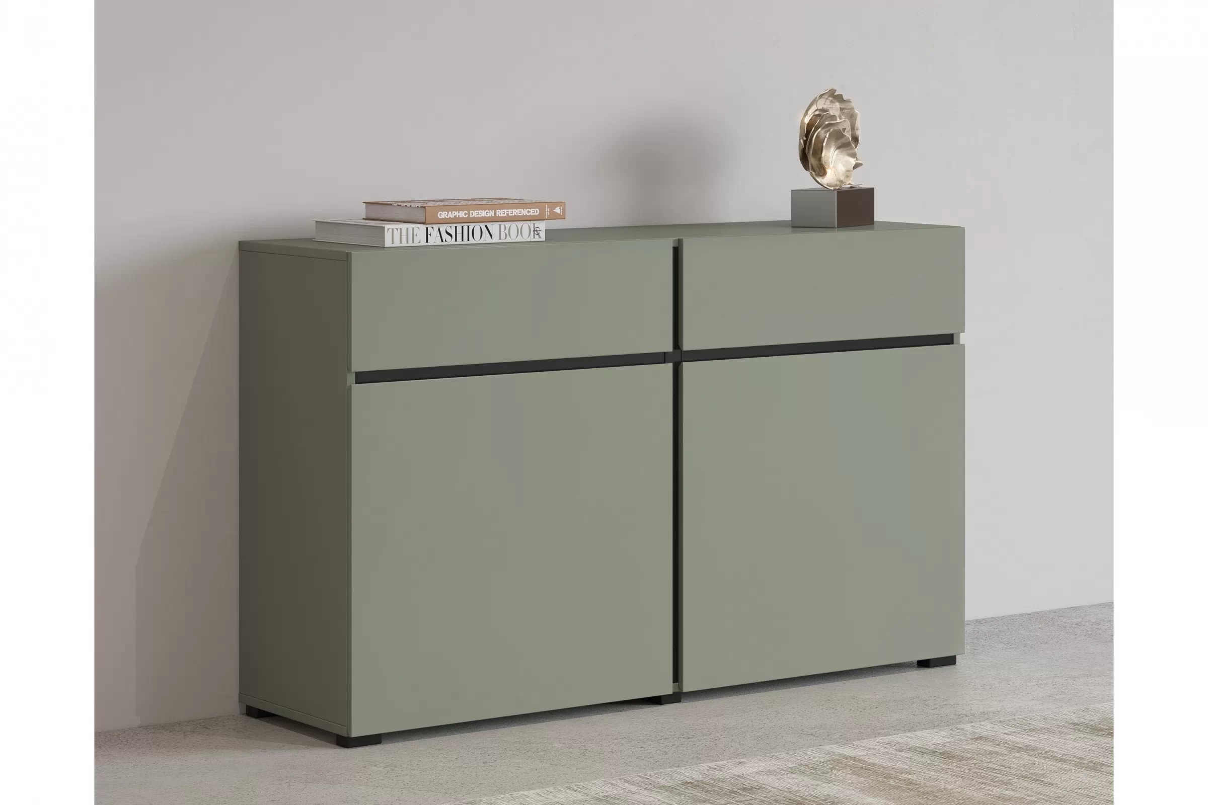 Komoda Cross 119 cm s 2 zásuvkami – zelená / čierna Komoda Gramon 119 cm so zásuvkami - Zelený / Čierny
