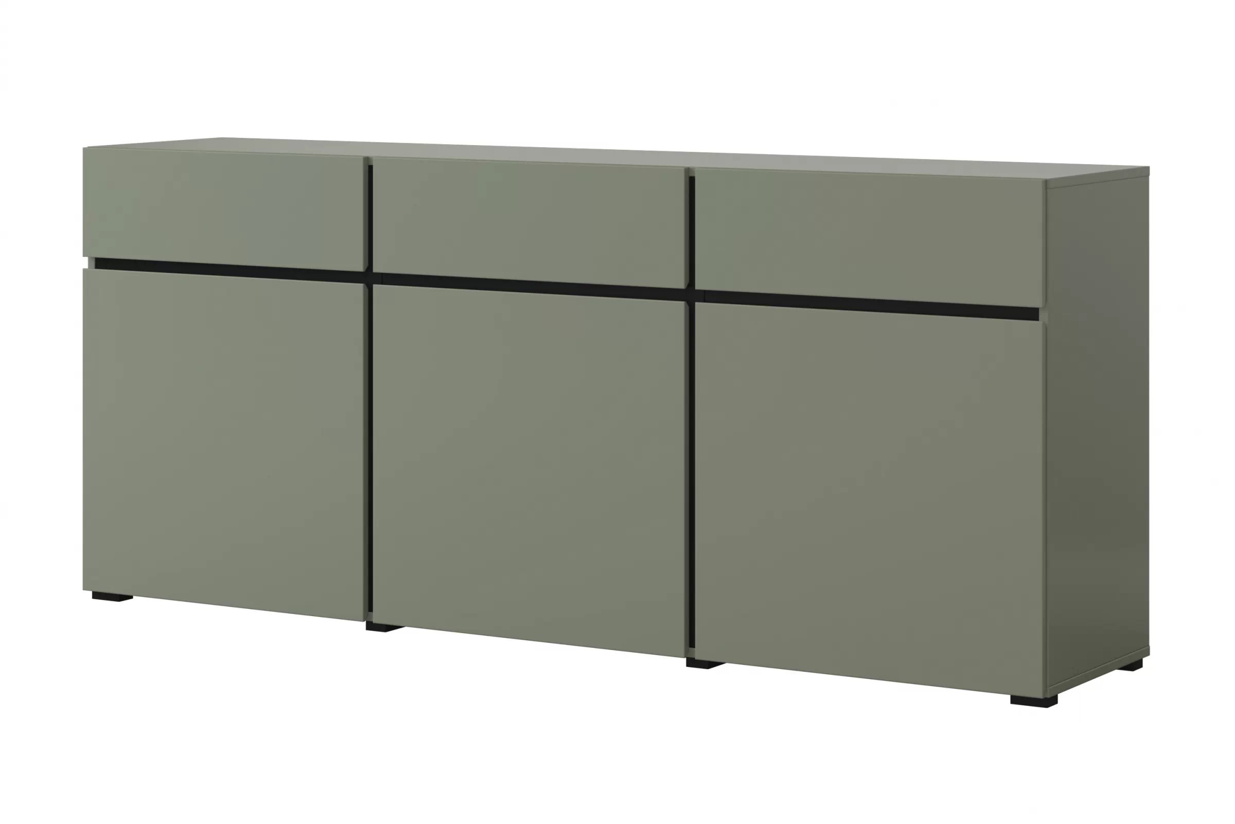 Komoda Cross 180 cm s 3 zásuvkami – zelená / čierna Komoda Gramon 180 cm so zásuvkami - Zelený / Čierny