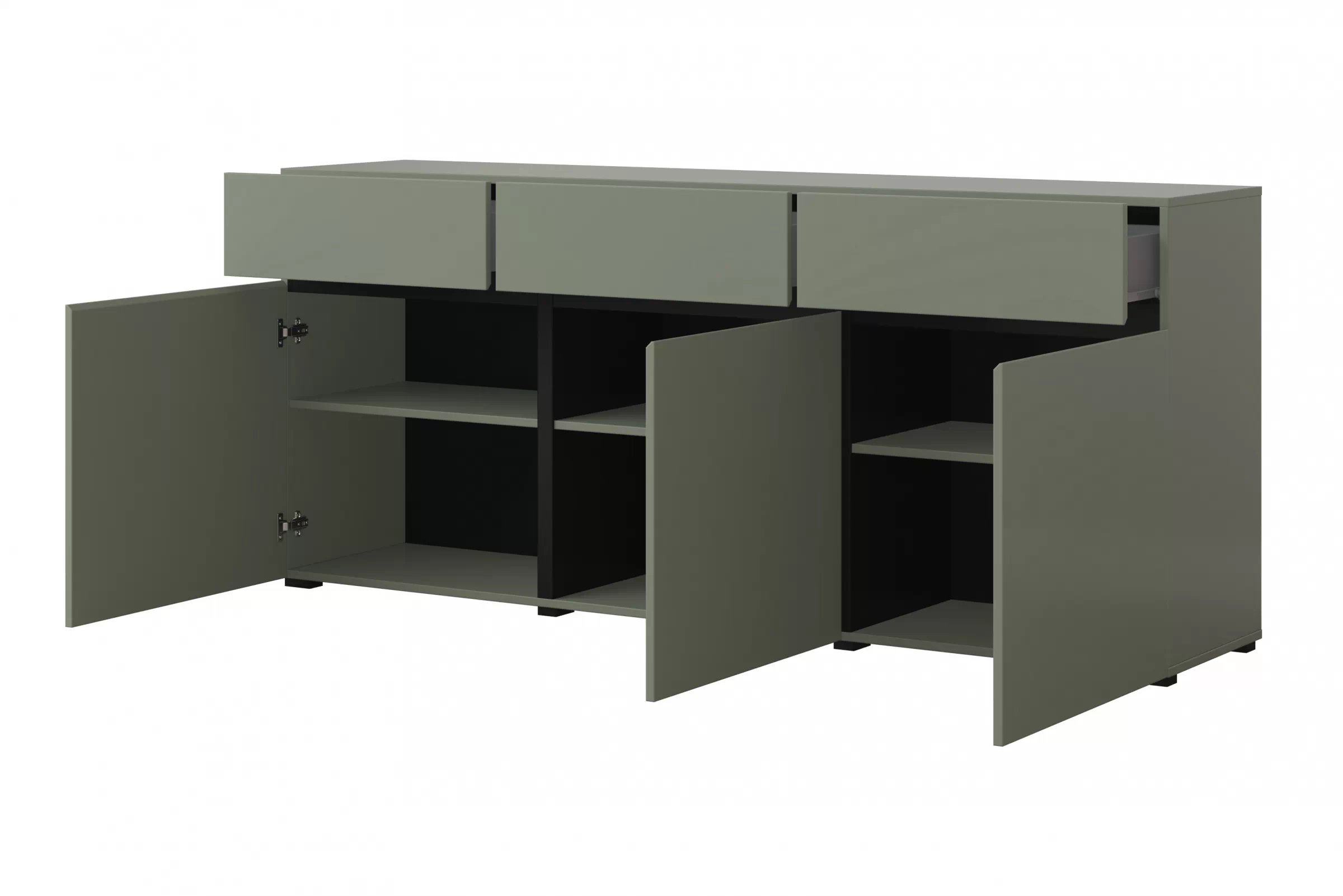 Komoda Cross 180 cm s 3 zásuvkami – zelená / čierna Komoda Gramon 180 cm so zásuvkami - Zelený / Čierny