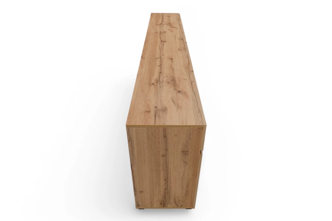 Komoda Gramon 225 cm se zásuvkami - dub wotan / černá Komoda Gramon 225 cm se zásuvkami - dub wotan / černá