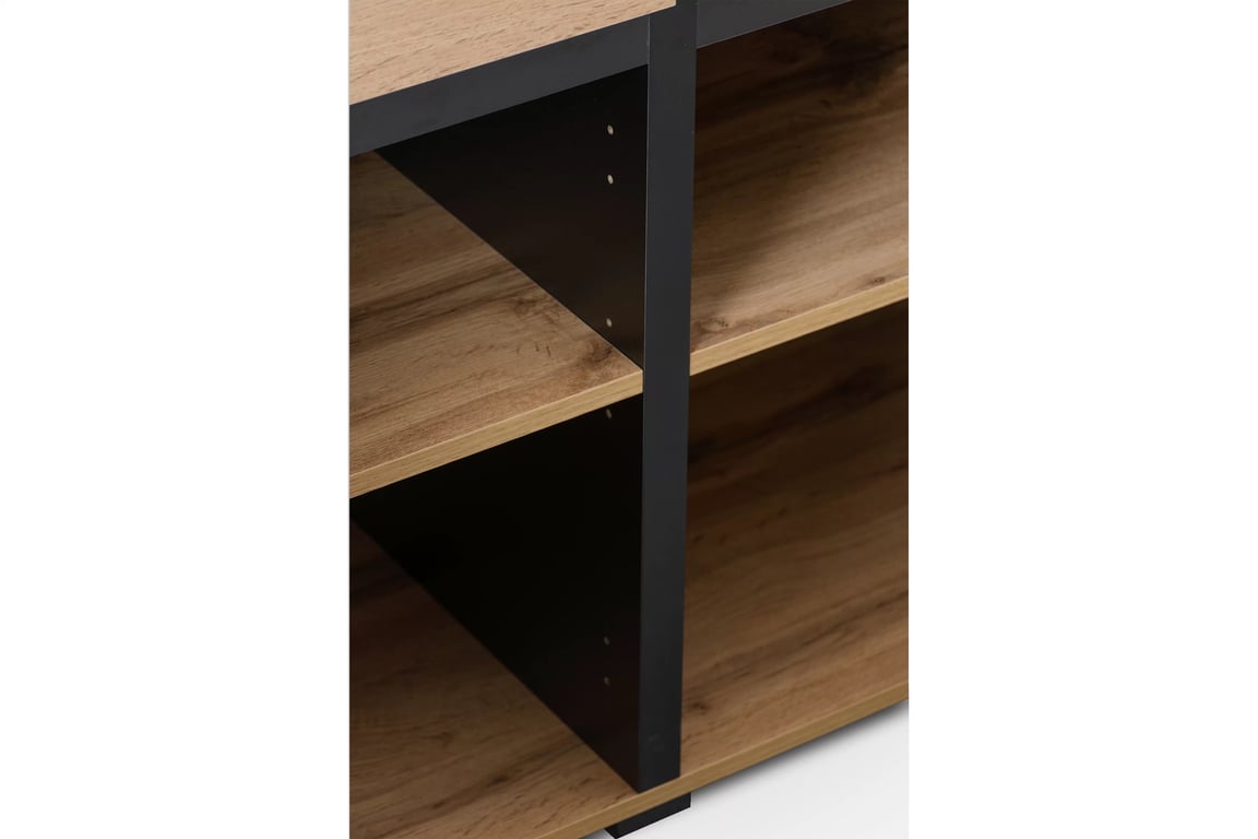 Komoda Gramon 225 cm se zásuvkami - dub wotan / černá Komoda Gramon 225 cm se zásuvkami - dub wotan / černá