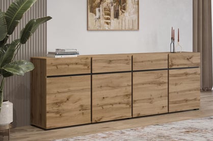 Gramon fiókos komód 225 cm - wotan tölgy / fekete Komod Gramon 225 cm fiokokkal - dab wotan / fekete