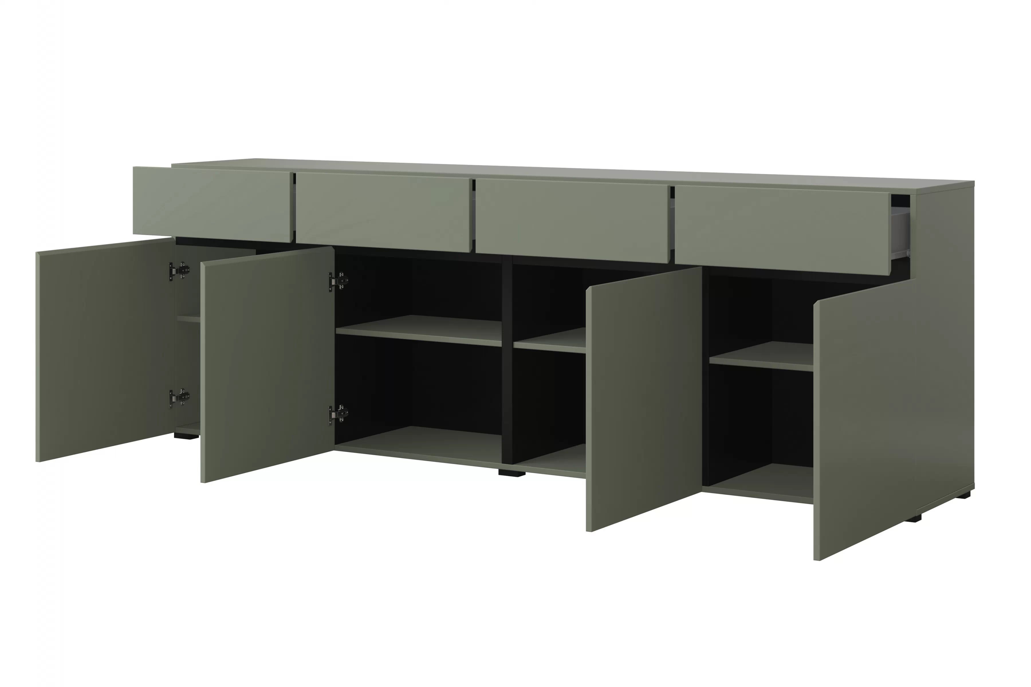 Komoda Cross 225 cm so 4 zásuvkami – zelená / čierna Komoda Gramon 225 cm so zásuvkami - Zelený / Čierny