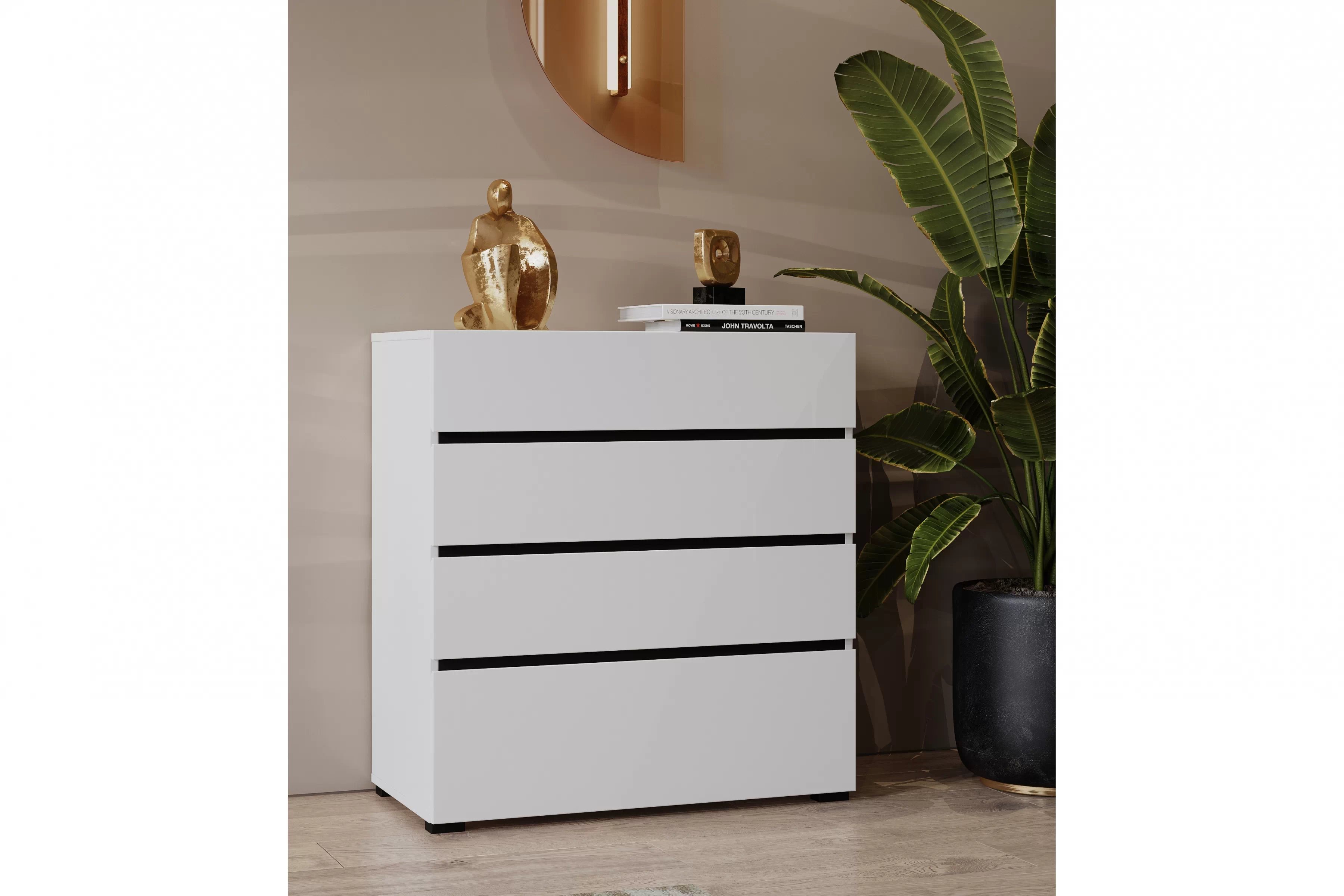 Komoda Cross 80 cm se zásuvkami – bílá / černá Komoda Gramon 80 cm se zásuvkami - bílá / černá