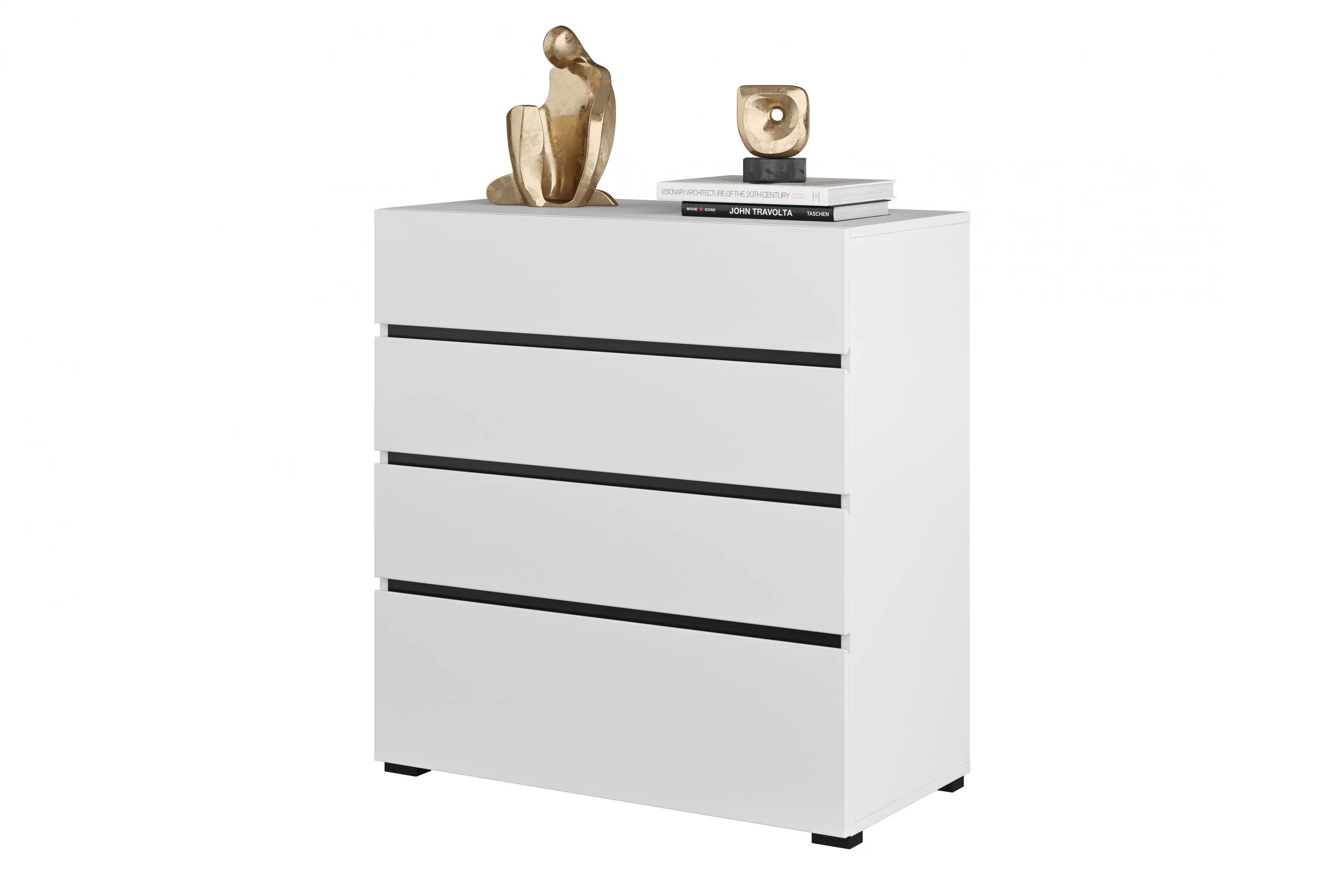 Komoda Cross 80 cm se zásuvkami – bílá / černá Komoda Gramon 80 cm se zásuvkami - bílá / černá