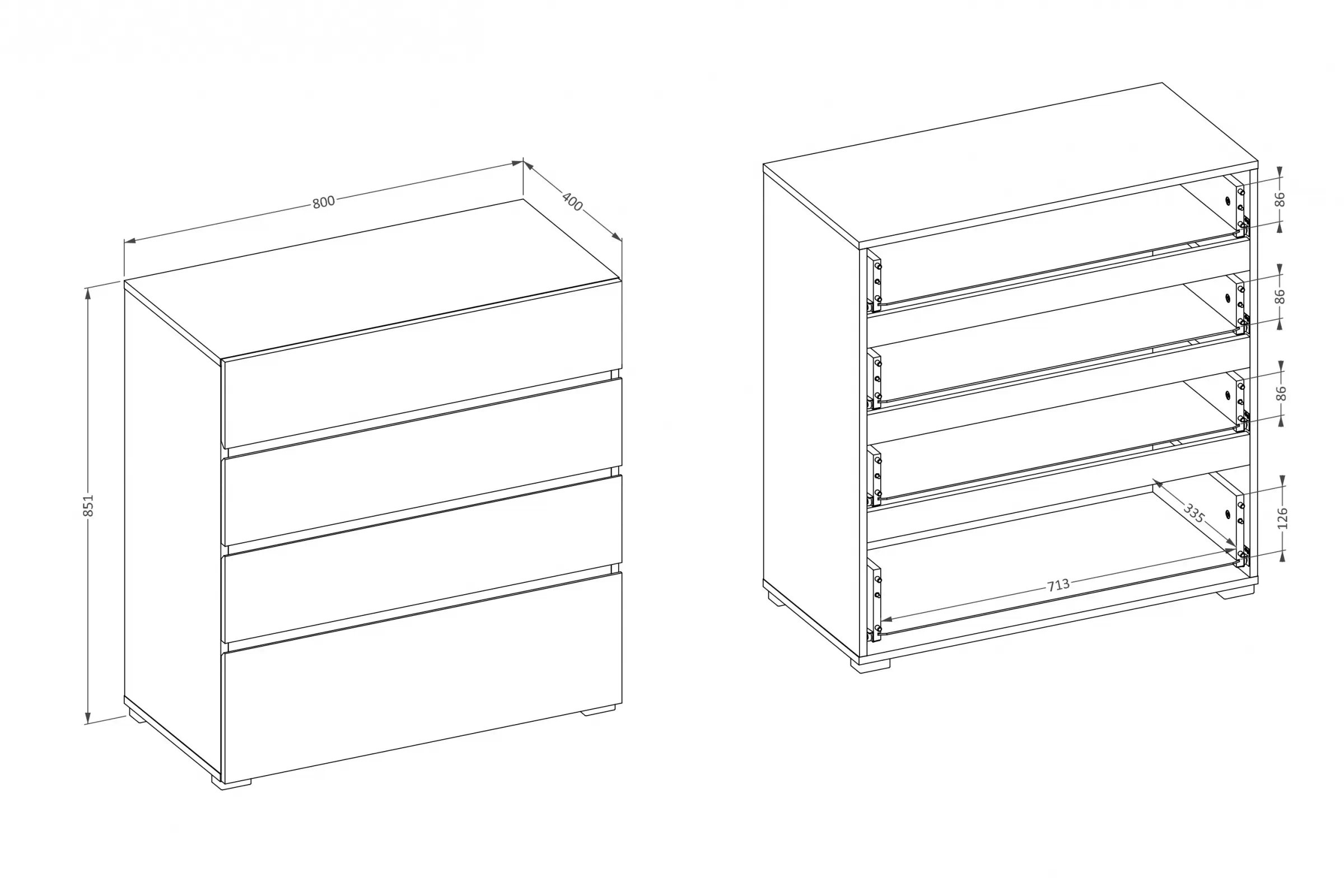 Komoda Cross 80 cm se zásuvkami – bílá / černá Komoda Gramon 80 cm se zásuvkami - bílá / černá