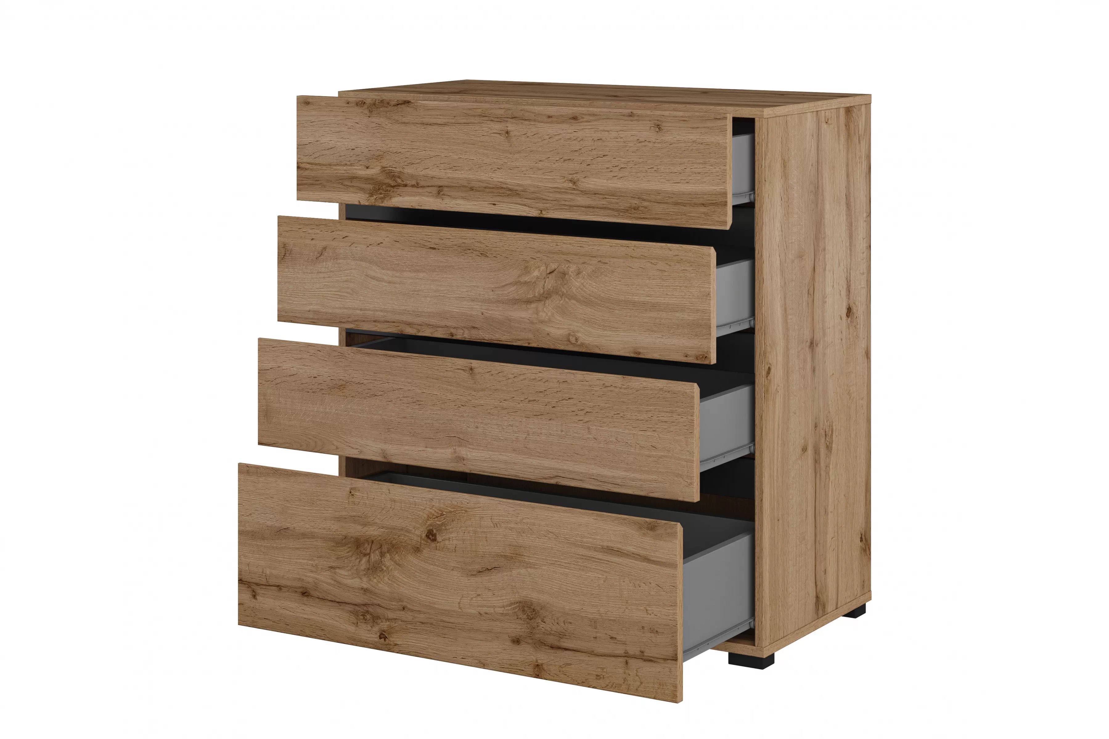Komoda Cross 80 cm se zásuvkami – dub wotan / černá Komoda Gramon 80 cm se zásuvkami - dub wotan / černá