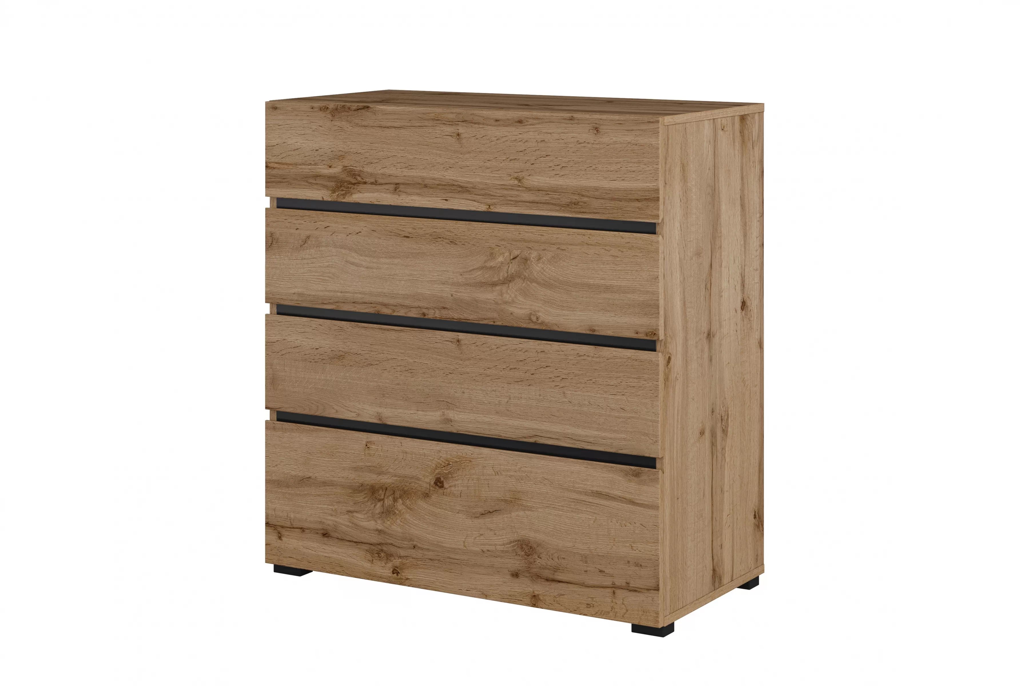 Komoda Cross 80 cm se zásuvkami – dub wotan / černá Komoda Gramon 80 cm se zásuvkami - dub wotan / černá
