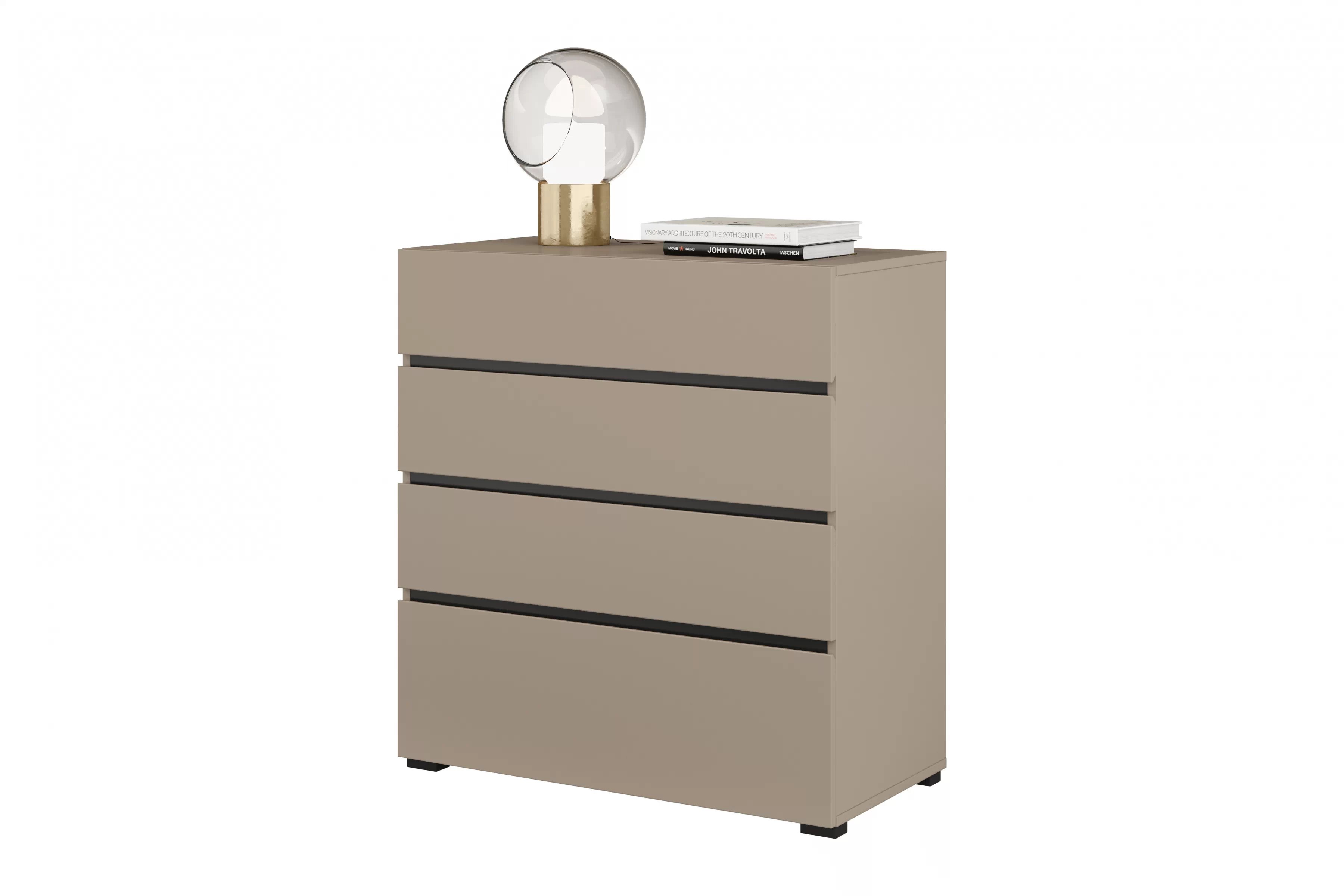 Komoda Cross 80 cm so 4 zásuvkami - kašmírová / čierna Komoda Gramon 80 cm so zásuvkami - kašmír / Čierny