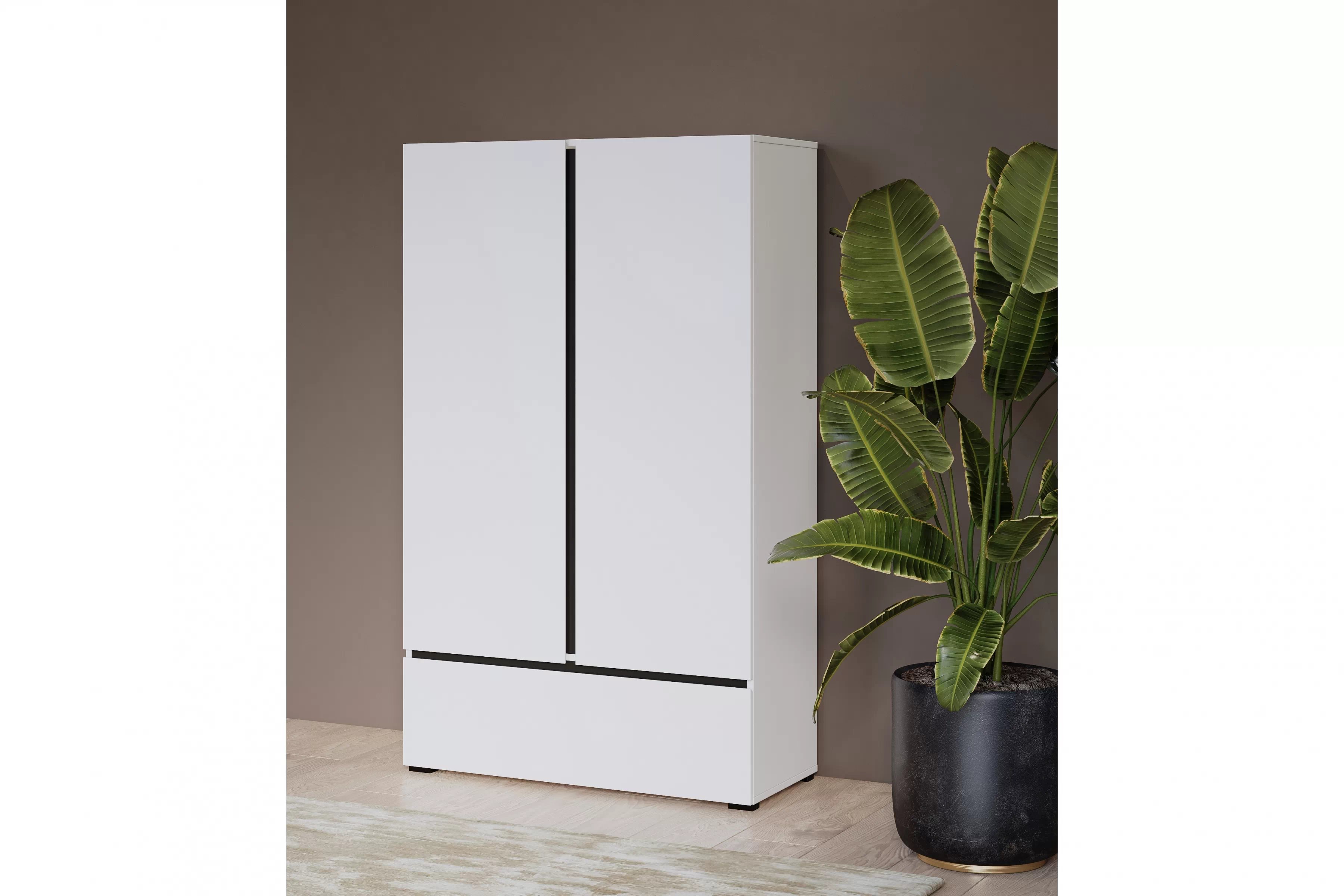 Komoda Cross 89 cm so zásuvkou - biela / čierna Komoda Gramon 89 cm z szuflada - biela / čierny