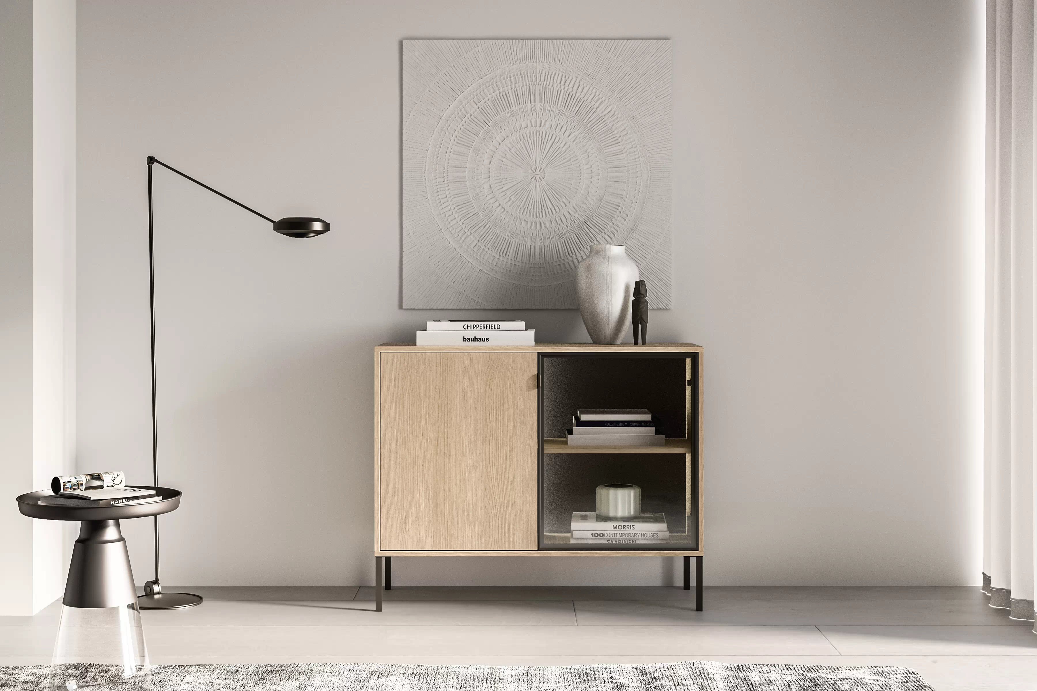 Komoda Harmona 107 cm dvoudveřová s osvětlením - dub lindberg Komoda Harmona 107 cm dvoudveřová s osvětlením - dub lindberg