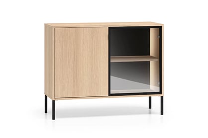 Komoda Harmona 107 cm dvoudveřová s osvětlením - dub lindberg