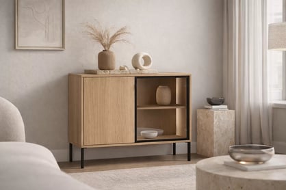 Komoda Harmona 107 cm dvojdverová s osvetlením - dub lindberg Komoda Harmona 107 cm dvojdverová s osvetlením - Dub lindberg