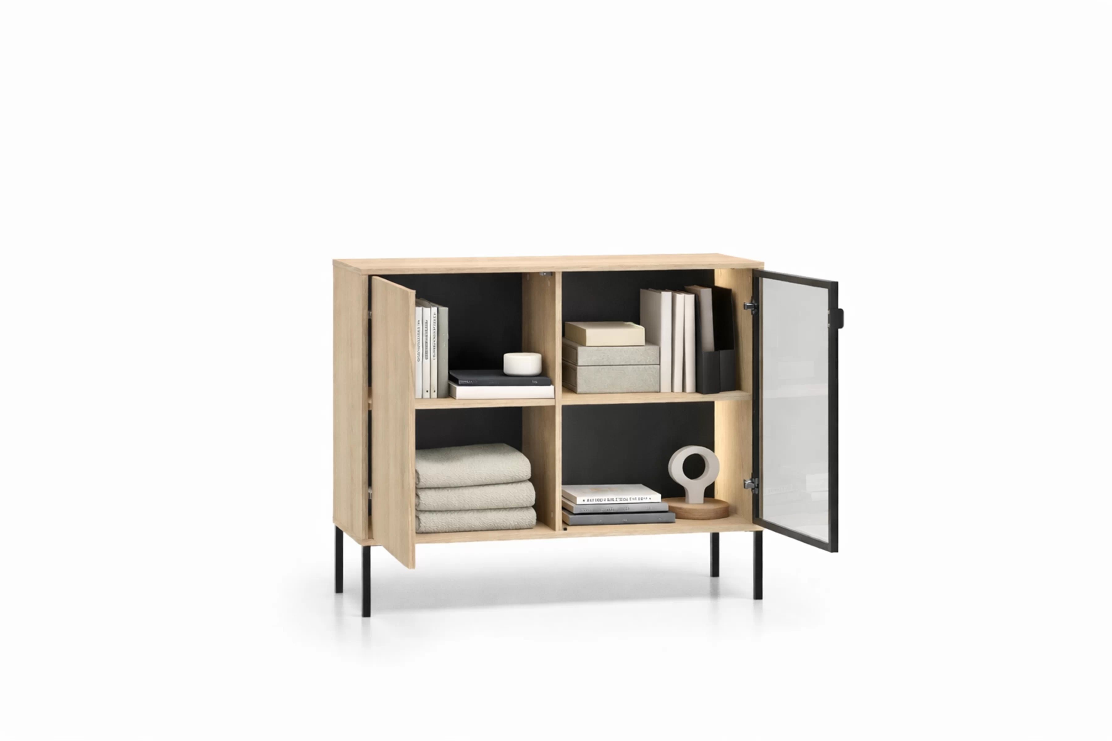 Komoda Harmona 107 cm dvojdverová s osvetlením - dub lindberg Komoda Harmona 107 cm dvojdverová s osvetlením - Dub lindberg