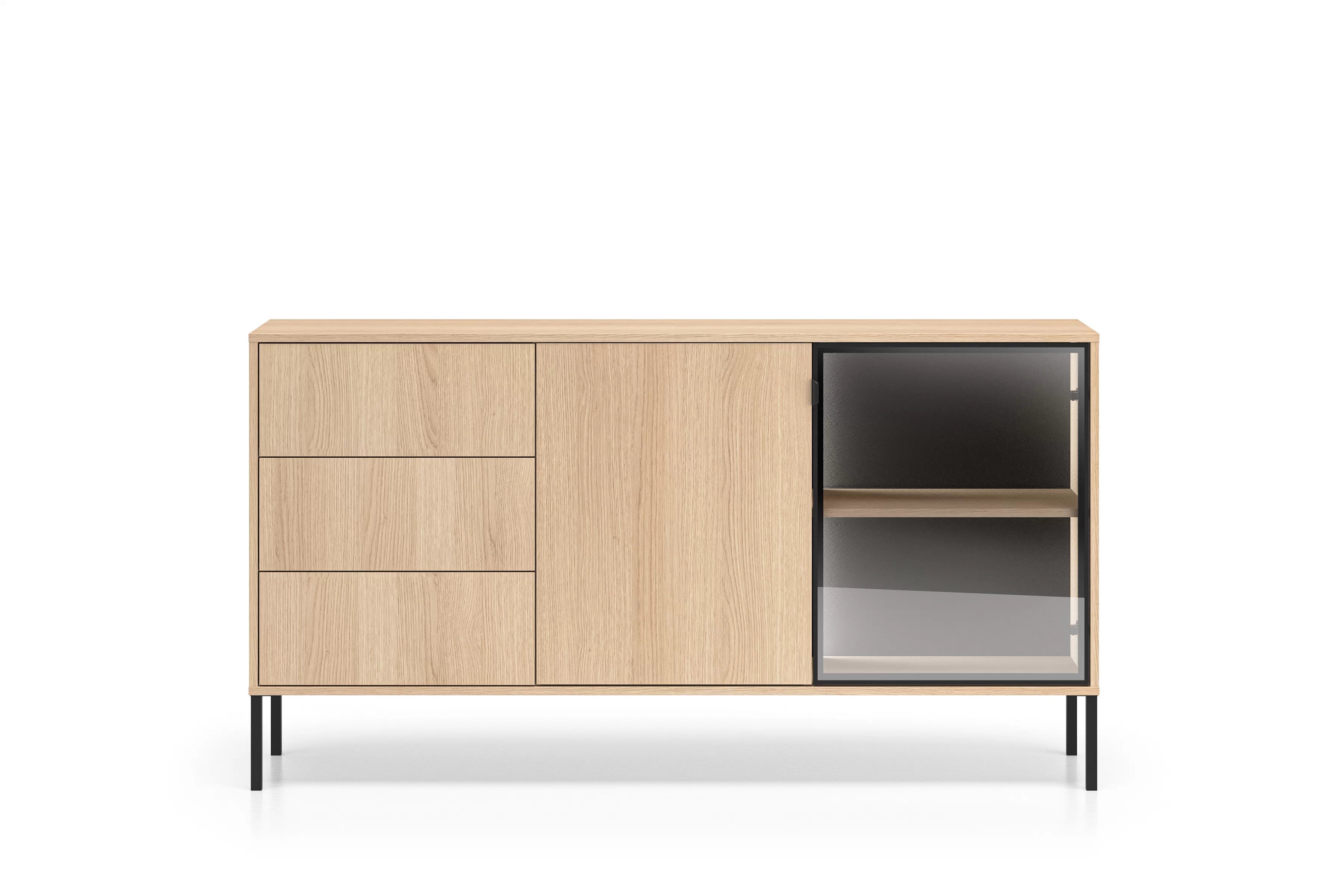 Komoda Harmona 160 cm se zásuvkami a osvětlením - dub lindberg Komoda Harmona 160 cm se zásuvkami i oswietleniem - dub lindberg