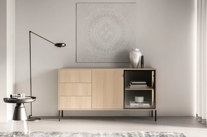 Komoda Harmona 160 cm se zásuvkami a osvětlením - dub lindberg Komoda Harmona 160 cm se zásuvkami i oswietleniem - dub lindberg