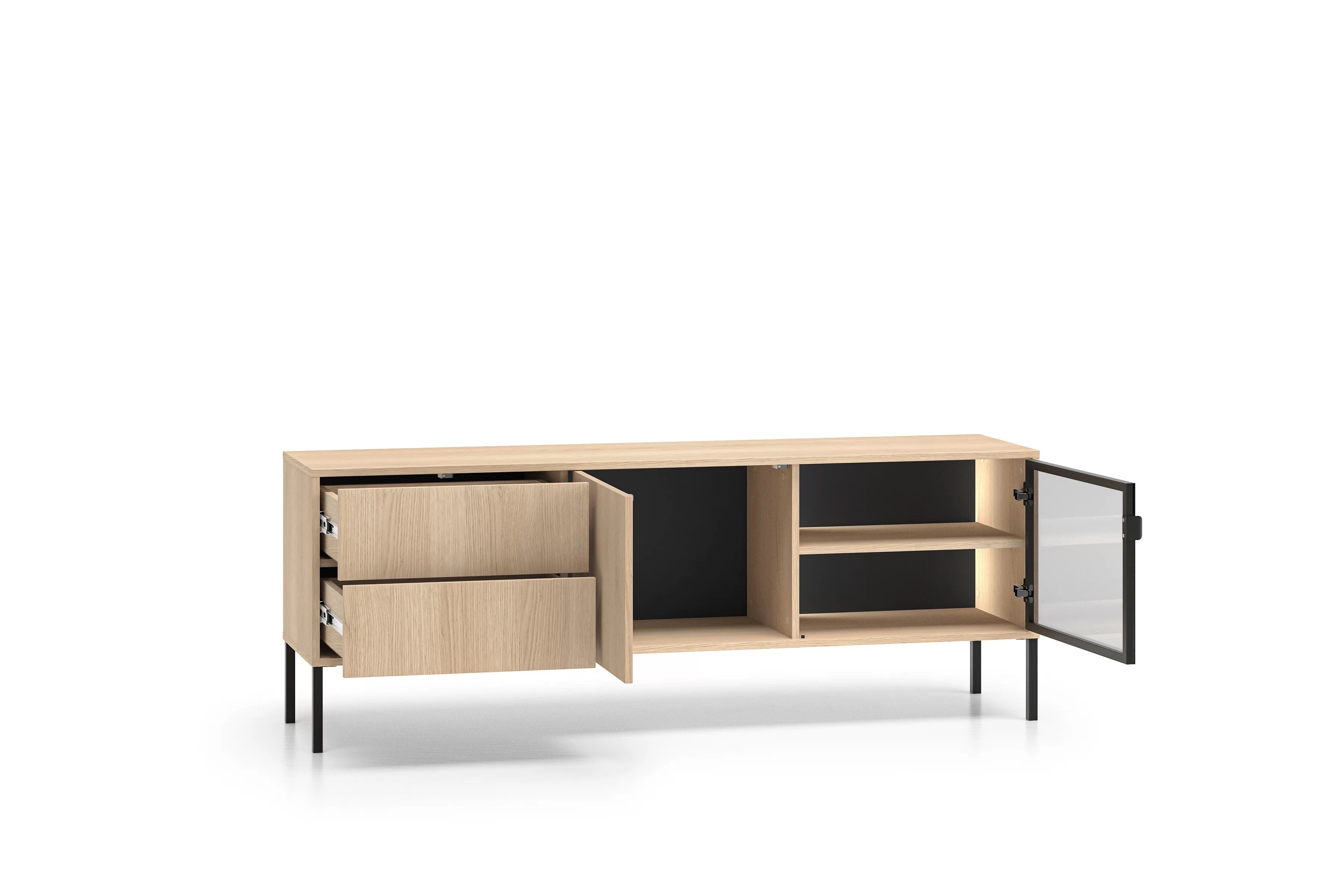 Komoda Harmona 160 cm se zásuvkami a osvětlením - dub lindberg Komoda Harmona 160 cm se zásuvkami i oswietleniem - dub lindberg