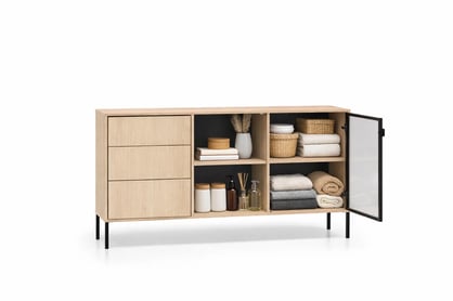 Komoda Harmona 160 cm so zásuvkami a osvetlením - dub lindberg Komoda Harmona 160 cm so zásuvkami i oswietleniem - Dub lindberg