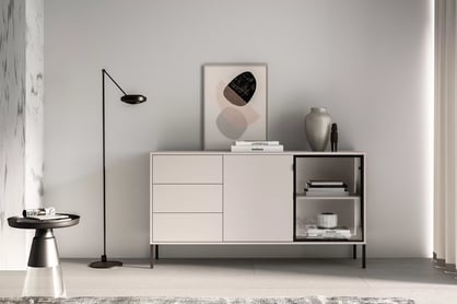 Komoda Harmona 160 cm se zásuvkami a osvětlením - kašmír Komoda Harmona 160 cm se zásuvkami i oswietleniem - kašmír