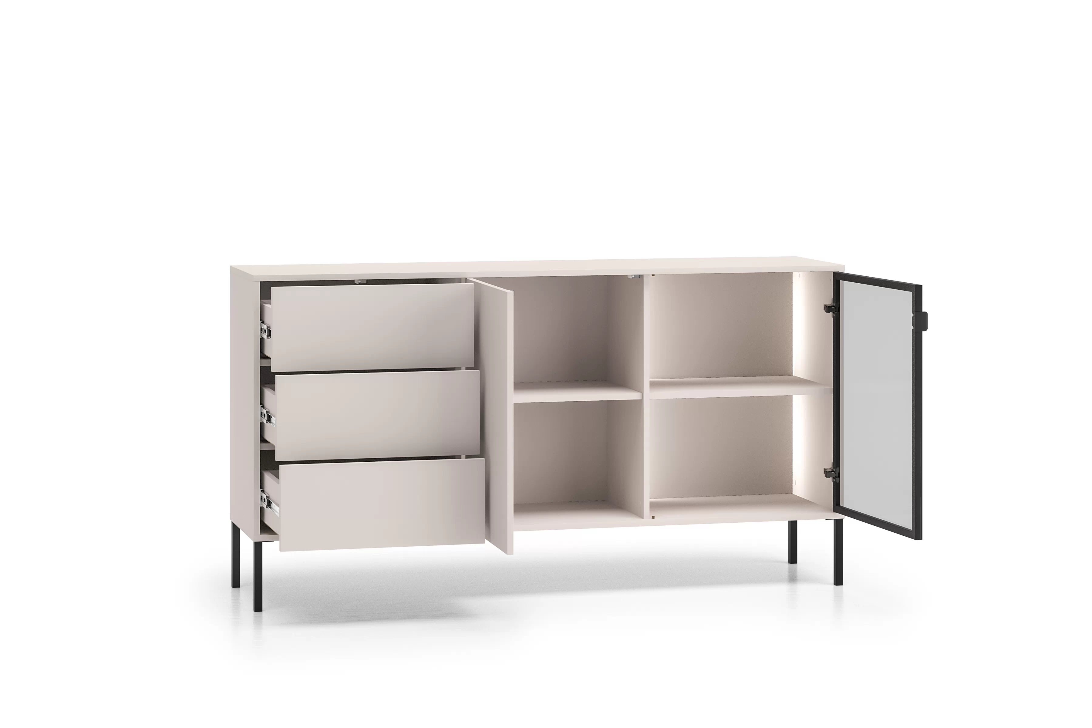 Komoda Harmona 160 cm se zásuvkami a osvětlením - kašmír Komoda Harmona 160 cm se zásuvkami i oswietleniem - kašmír