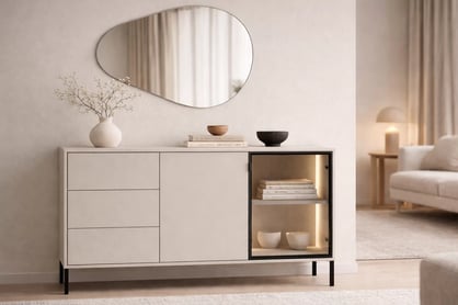 Komoda Harmona 160 cm so zásuvkami a osvetlením - kašmír Komoda Harmona 160 cm so zásuvkami i oswietleniem - kašmír