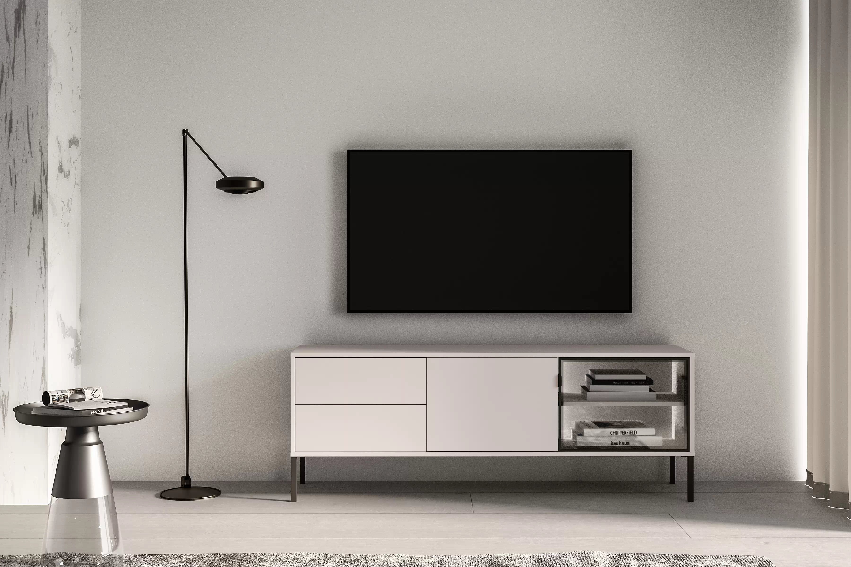 Komoda Harmona 160 cm se zásuvkami a osvětlením - kašmír Komoda Harmona 160 cm se zásuvkami i oswietleniem - kašmír