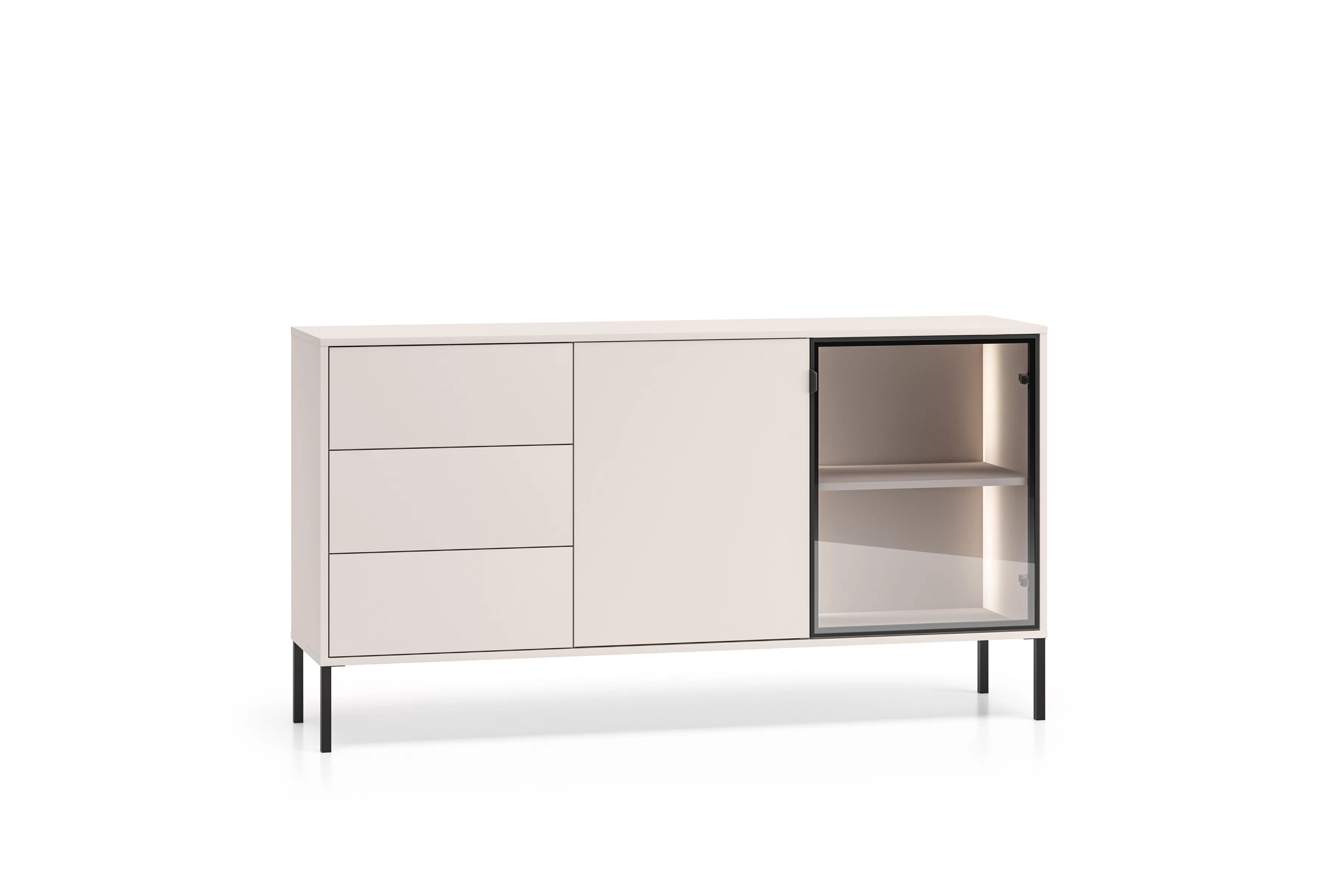 Komoda Harmona 160 cm se zásuvkami a osvětlením - kašmír Komoda Harmona 160 cm se zásuvkami i oswietleniem - kašmír