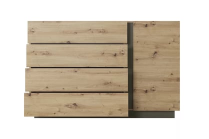 Komoda Arcano z 4 zásuvkami 138 cm - Dub artisan/šedý grafit Komoda jednodveřová Arcano z 4 zásuvkami 138 cm - Dub artisan/šedý grafit