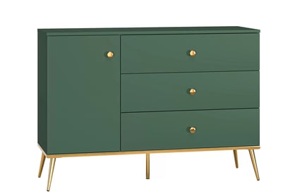 Jednodverová komoda Euras 120 cm so zásuvkami - labrador / zlatá