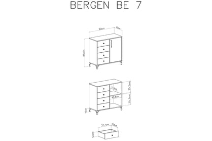 Komoda Ozoli 90 cm so zásuvkami - biela Bílá Komód na czarnych nozkach