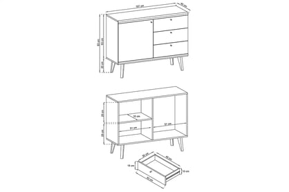 Komoda Promi P 107 cm - bílý mat / dub riviera Komoda jednodveřová s třemi zásuvkami Promi P107 - bílý mat / dub artisan