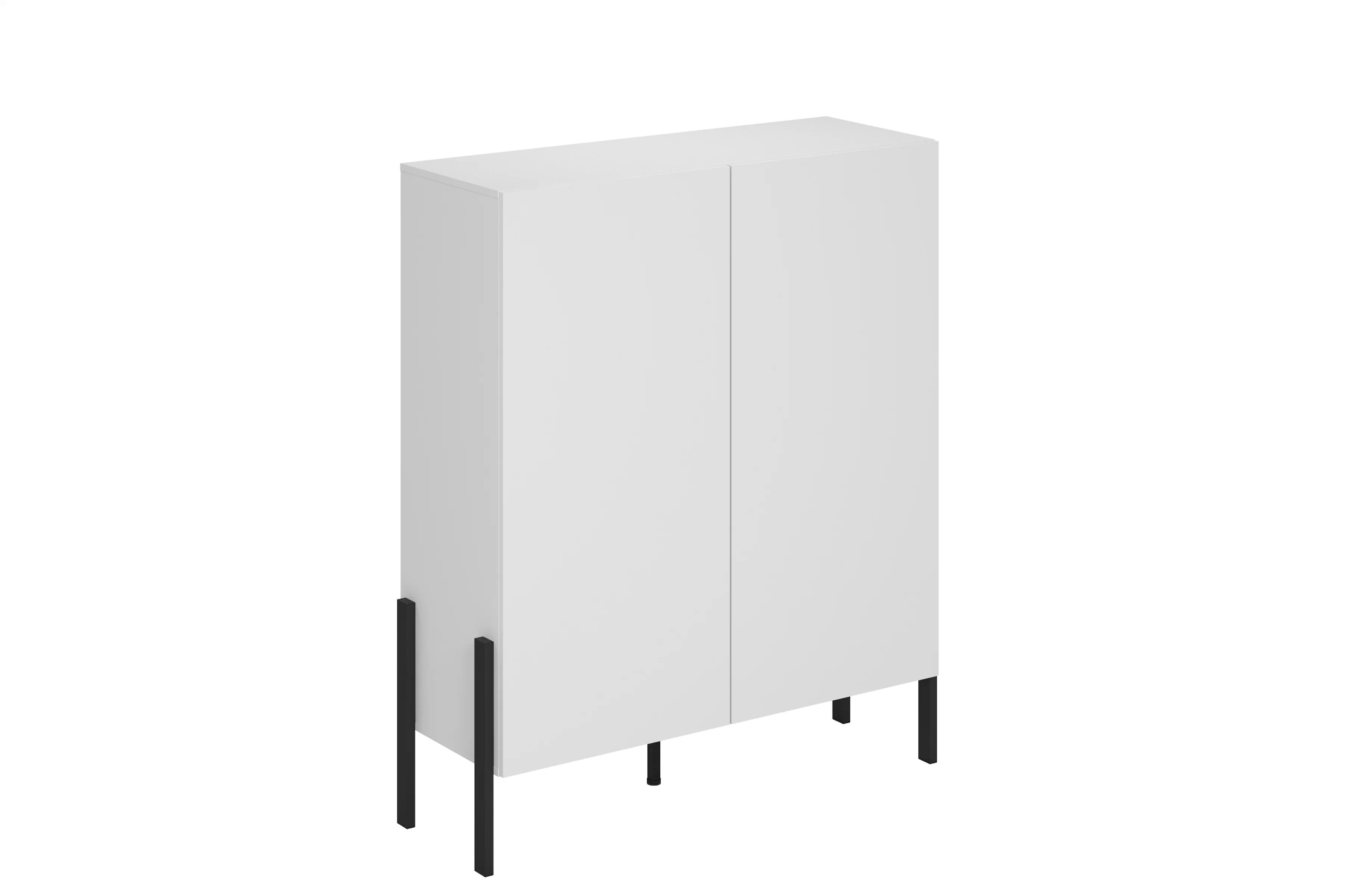 Komoda Jukon 114 cm dvojdverová - biely supermat / čierne nohy Komoda Jukon 114 cm dvojdverová - Biely supermat / čierny nožičky