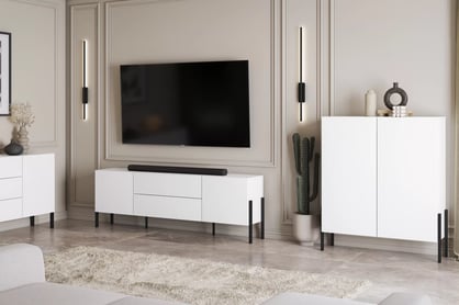 Komoda Jukon 114 cm dvojdverová - biely supermat / čierne nohy Komoda Jukon 114 cm dvojdverová - Biely supermat / čierny nožičky