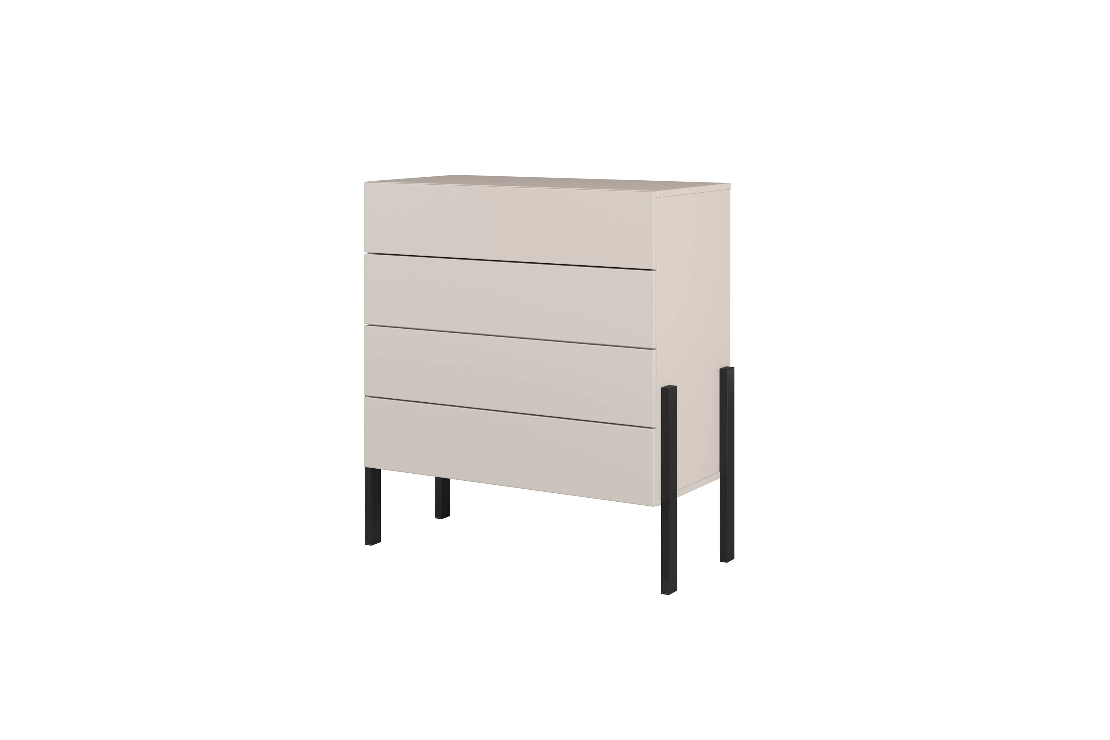 Komoda Jukon 84 cm - kašmírová / čierna Komoda Jukon 84 cm so zásuvkami - kašmír / čierny nožičky 