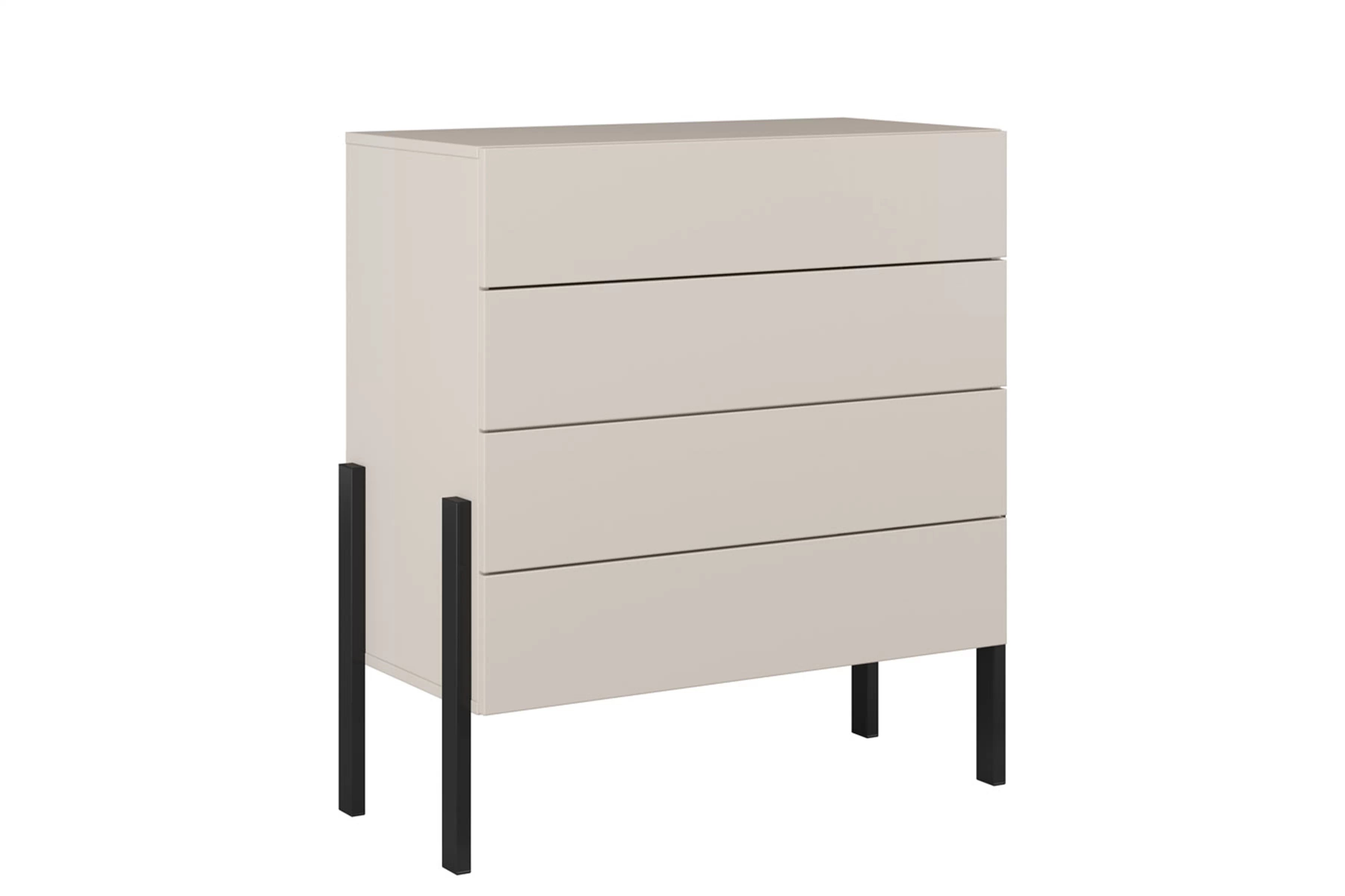 Komoda Jukon 84 cm se zásuvkami - kašmírová / černé nožky Komoda Jukon 84 cm se zásuvkami - kašmír / černé nožičky 