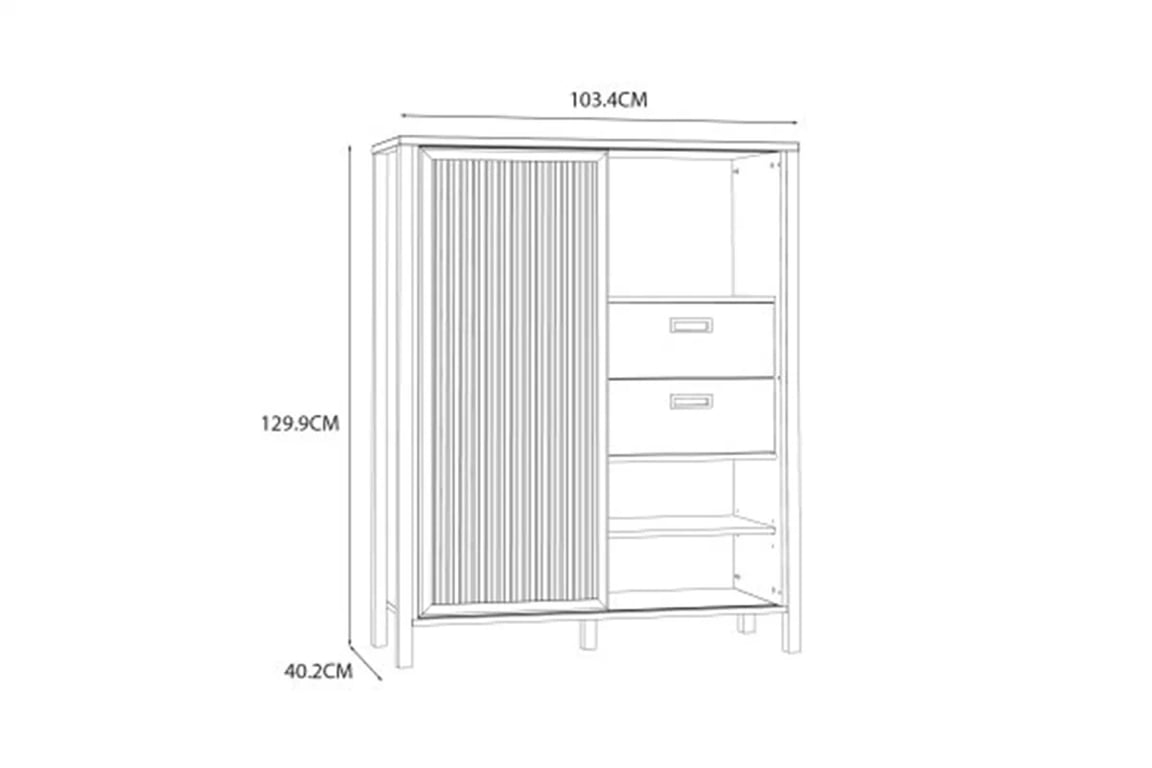 Komoda Jytana s lamelami 100 cm - Dub mauvella / Čierny Komoda Jytana z lamelami 100 cm - Dub mauvella / Čierny 