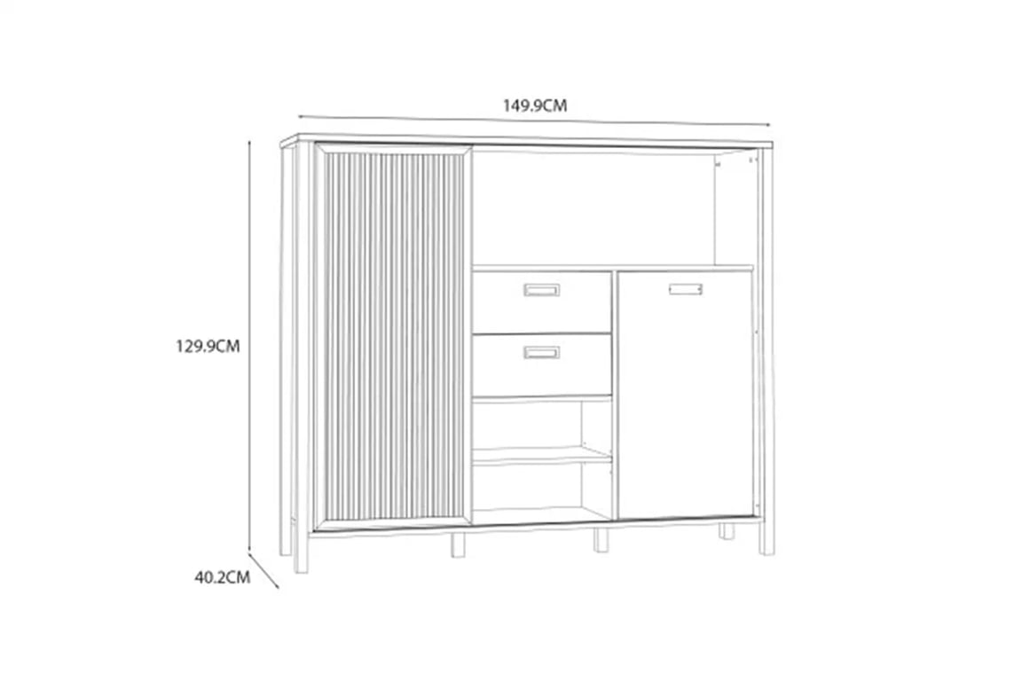 Komoda Jytana s lamelami 150 cm - Dub mauvella / Čierny Komoda Jytana z lamelami 150 cm - Dub mauvella / Čierny 